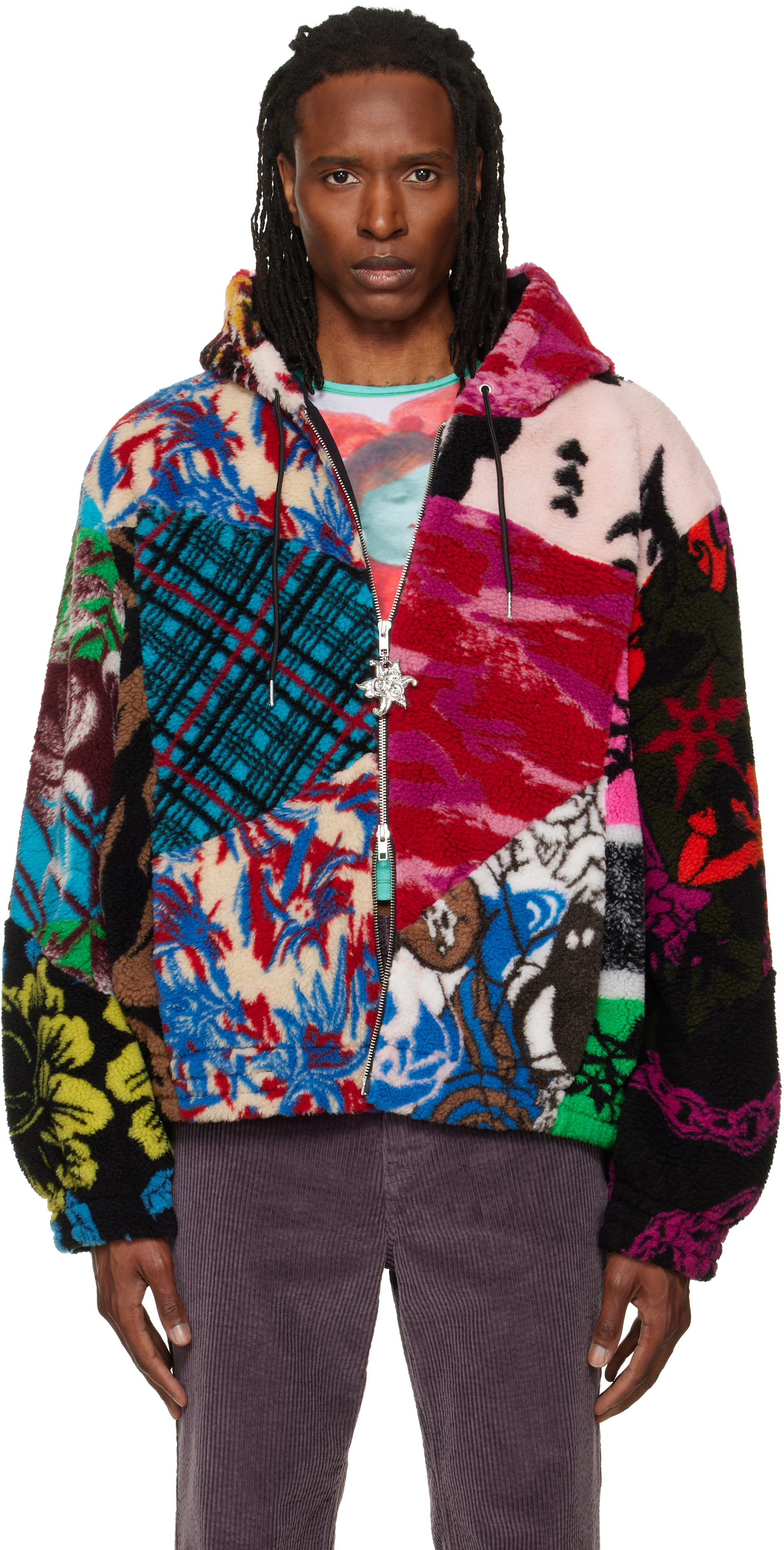 ジャケット・アウター THETOE Breite Shaggy Jacket 2025AW Chopova Lowena: Multicolor Patchwork Oversized Hooded Fleece