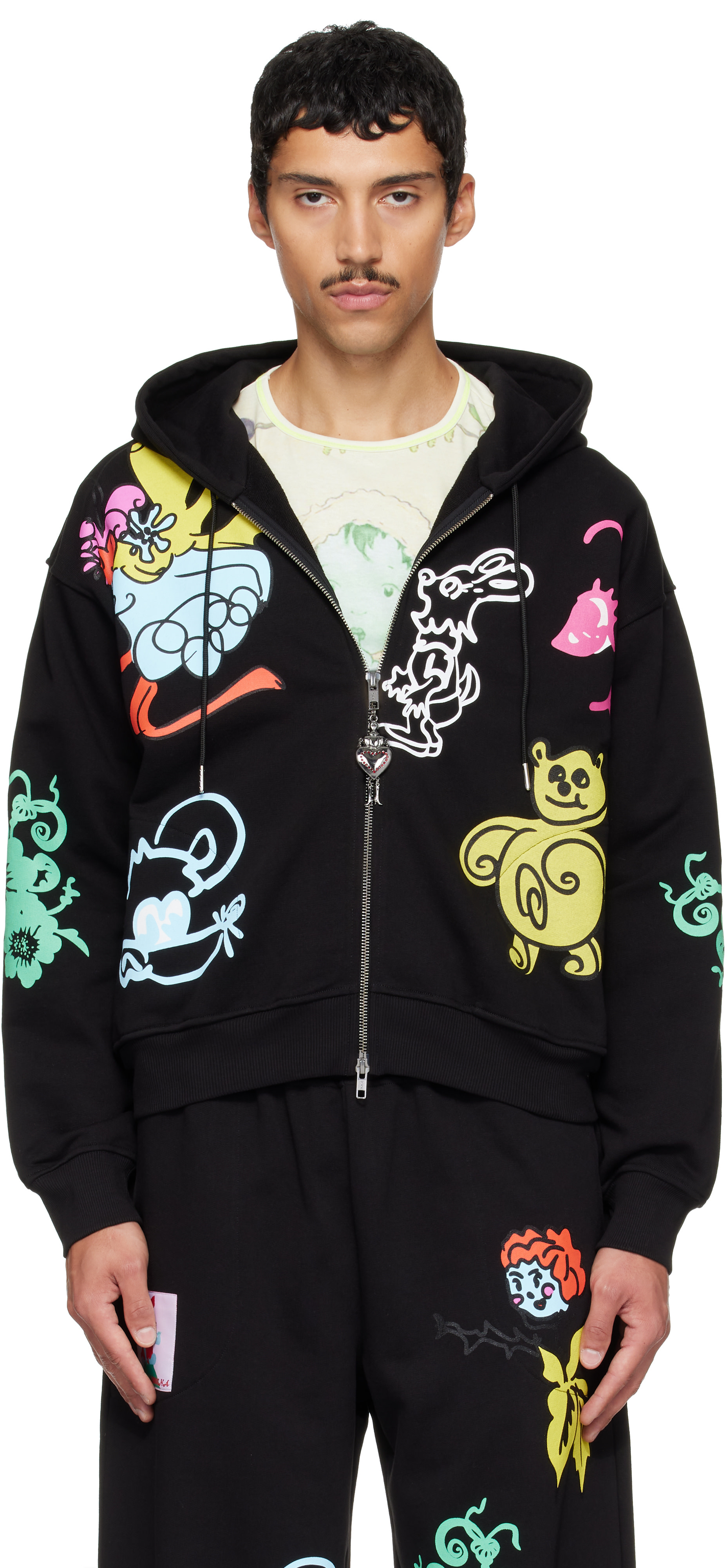 Chopova Lowena: Black 'Friends Of CL' Hoodie | SSENSE
