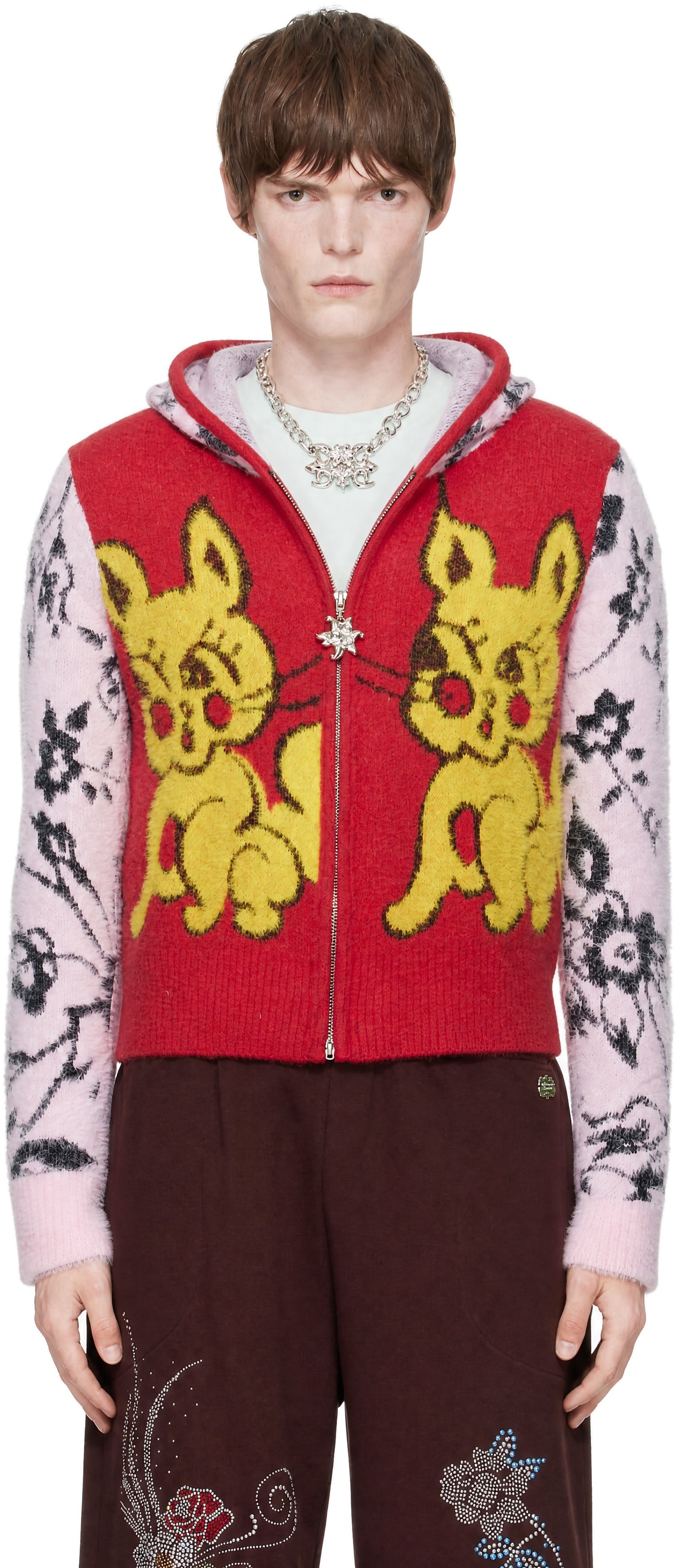 Chopova Lowena - Pull à capuche Squizzle Bun Bun rose et rouge