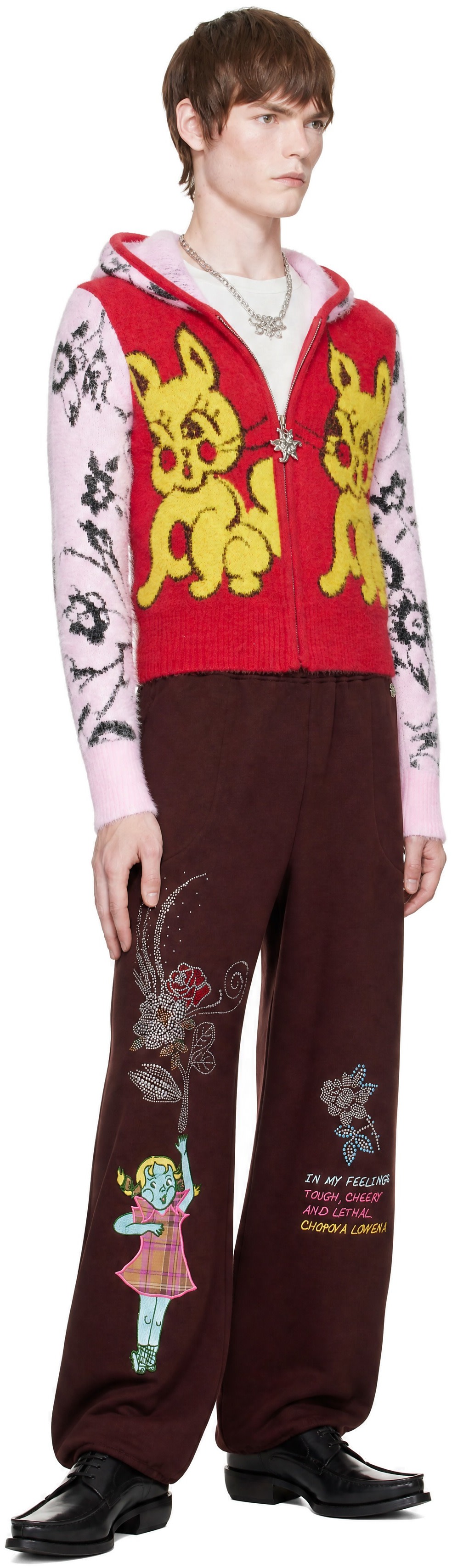 Chopova Lowena - Pull à capuche Squizzle Bun Bun rose et rouge