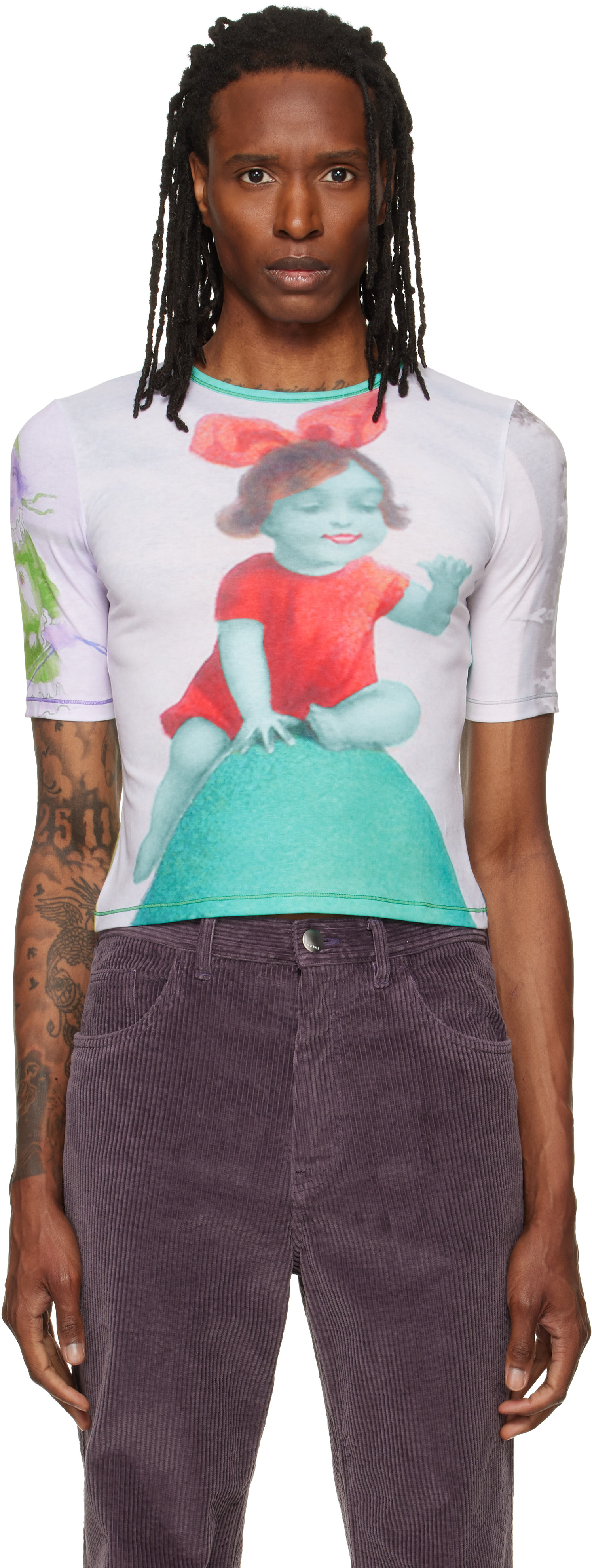 CHOPOVA LOWENA 半袖 パフスリーブシャツ ワッペン バッジ Chopova Lowena: マルチカラー Miss Egg Fitted ジャージ Tシャツ
