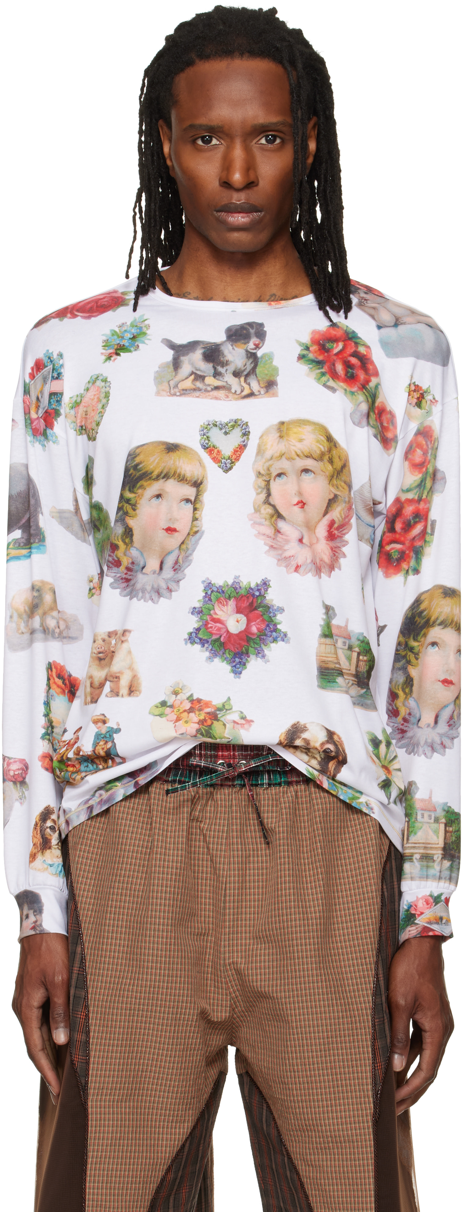 Chopova Lowena: ホワイト Snippets オーバーサイズ ジャージ Tシャツ