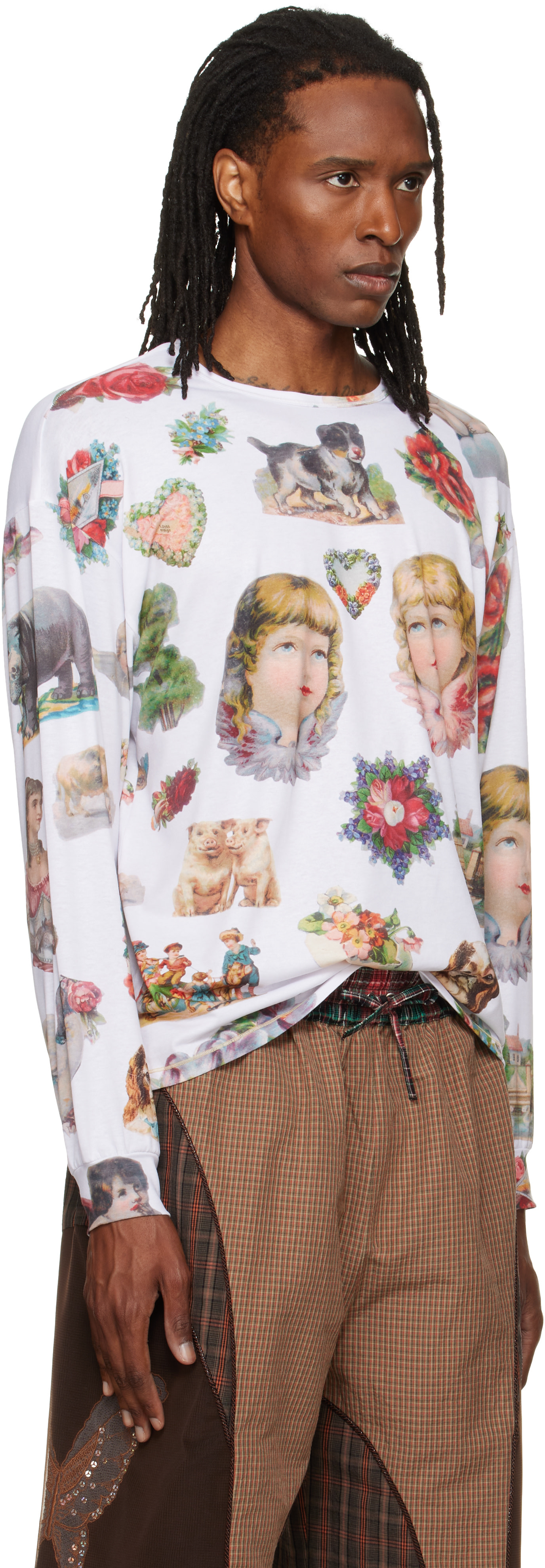 Chopova Lowena: ホワイト Snippets オーバーサイズ ジャージ Tシャツ