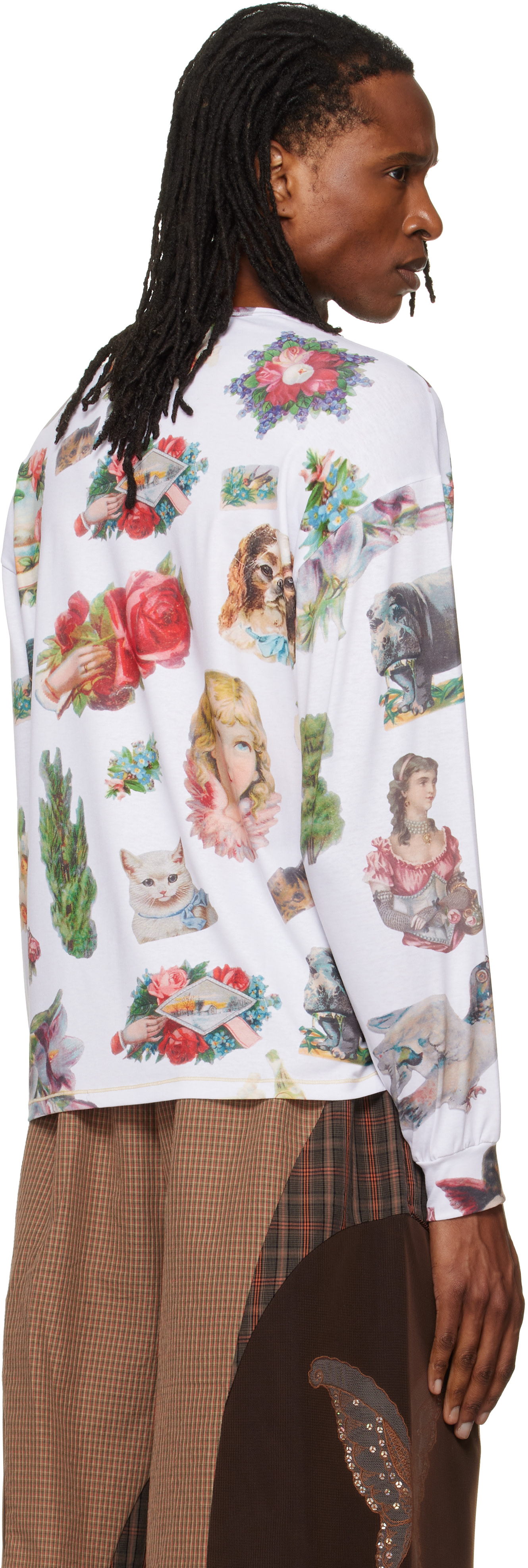 chopova lowena ポリエステル　プリントTシャツ Chopova Lowena: White Snippets Oversized Jersey T-shirt | SSENSE