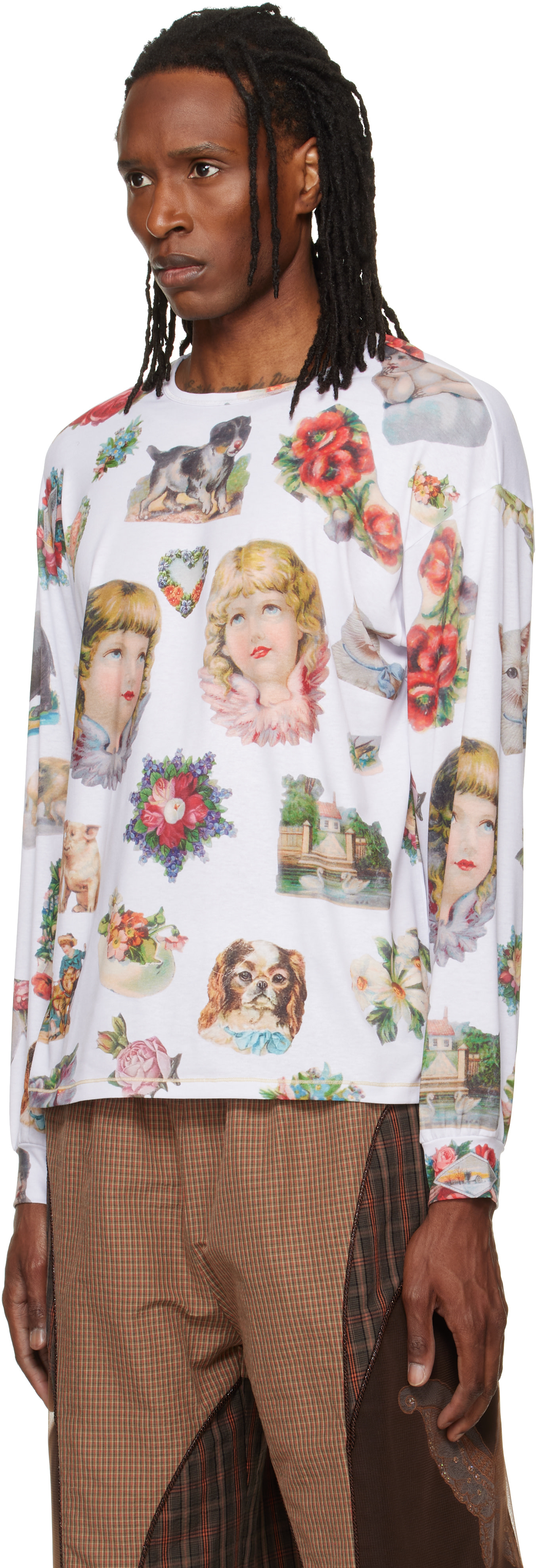 Chopova Lowena: ホワイト Snippets オーバーサイズ ジャージ Tシャツ