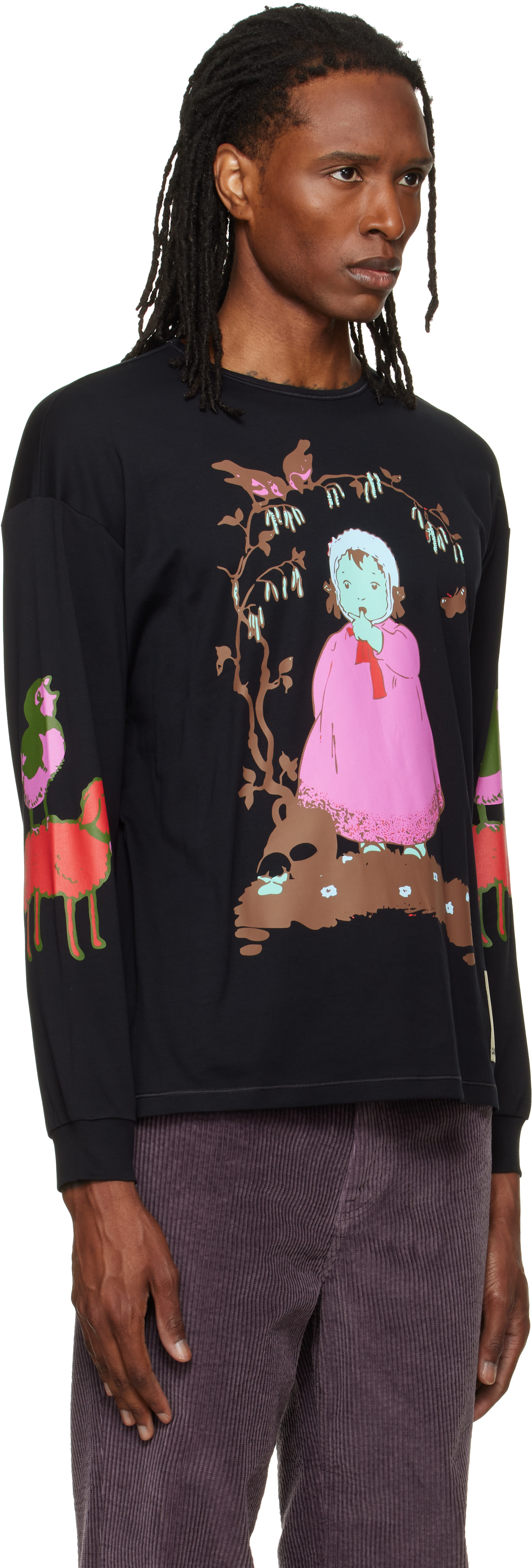Chopova Lowena: Black Woodland Baby Oversized Jersey T-shirt | SSENSE