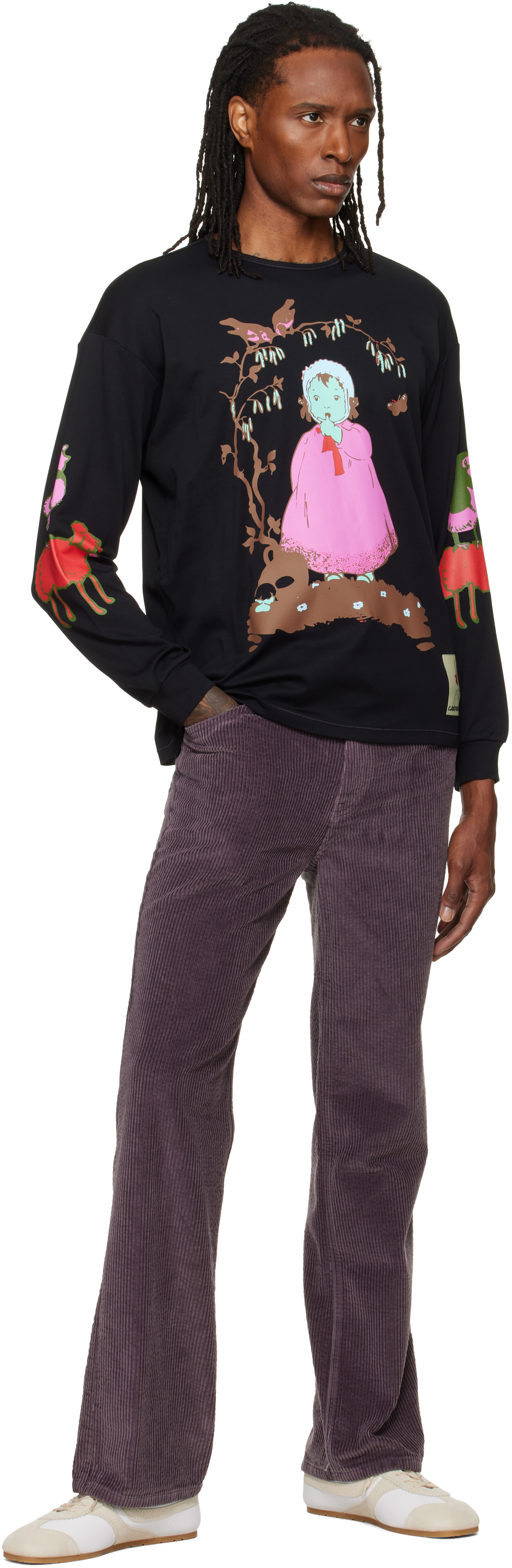 Chopova Lowena: Black Woodland Baby Oversized Jersey T-shirt | SSENSE