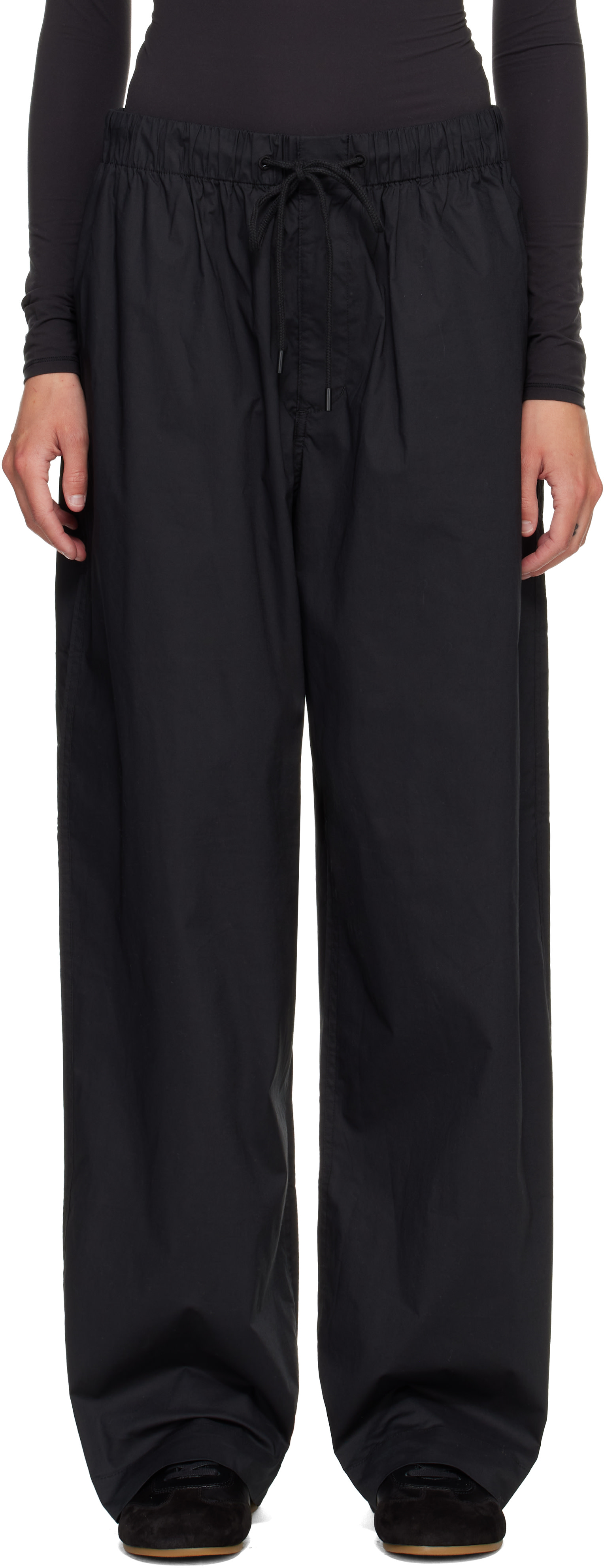 SKIMS - Black Woven Cotton Oversized Straight Leg Lounge Pants