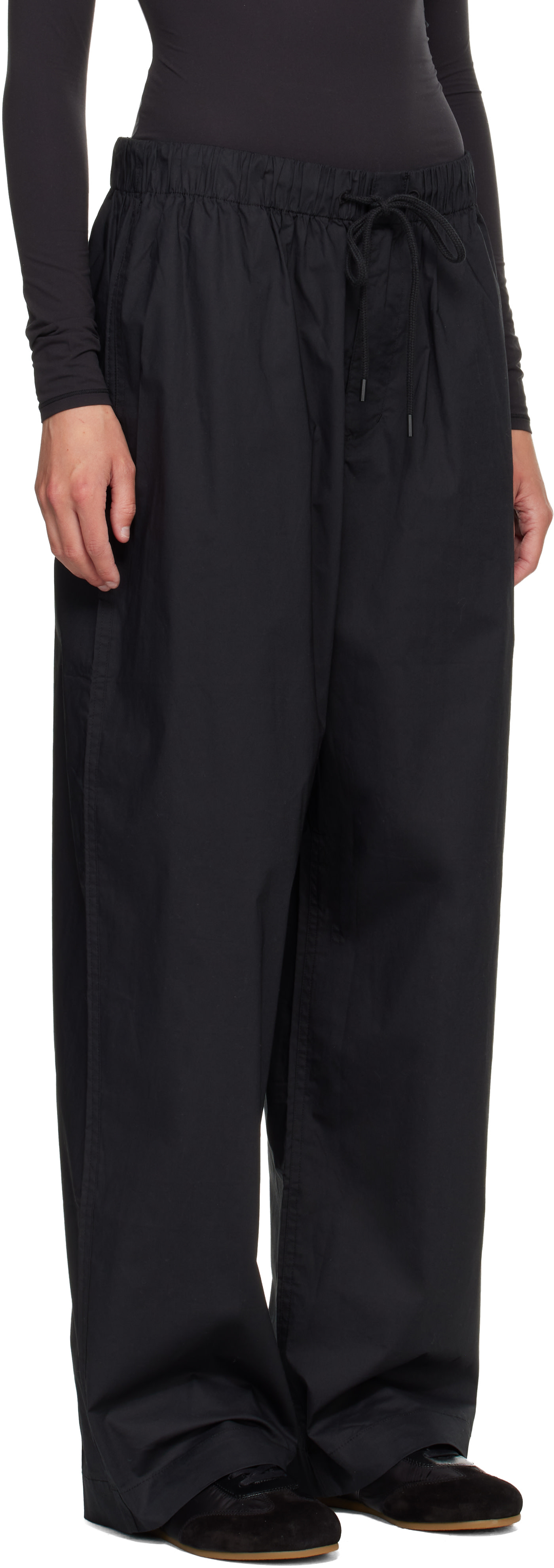 SKIMS - Black Woven Cotton Oversized Straight Leg Lounge Pants