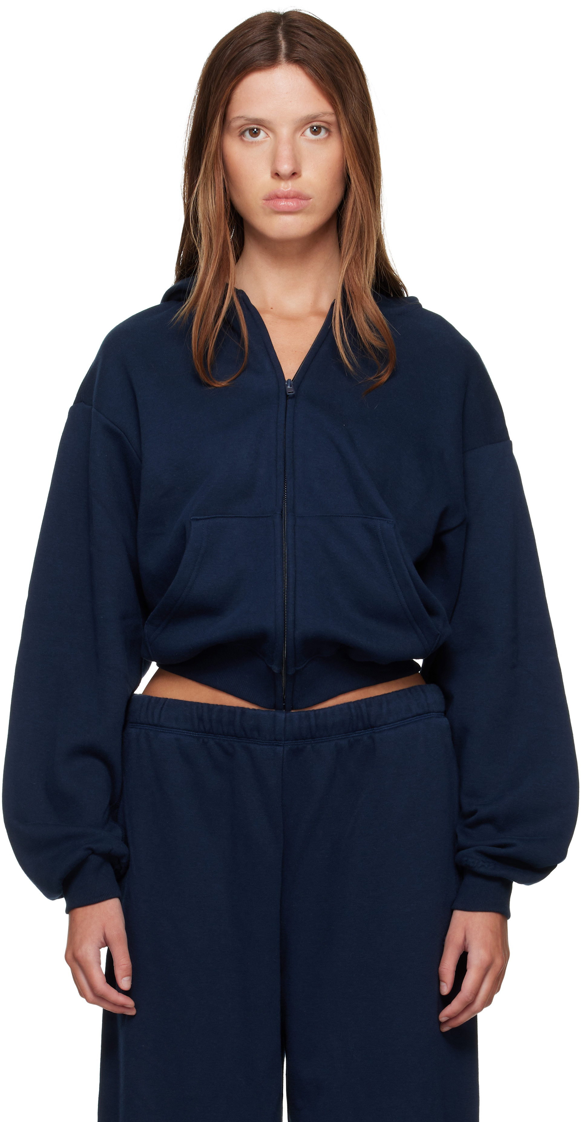SKIMS: ネイビー Cotton Fleece クラシック ジップアップフーディ 