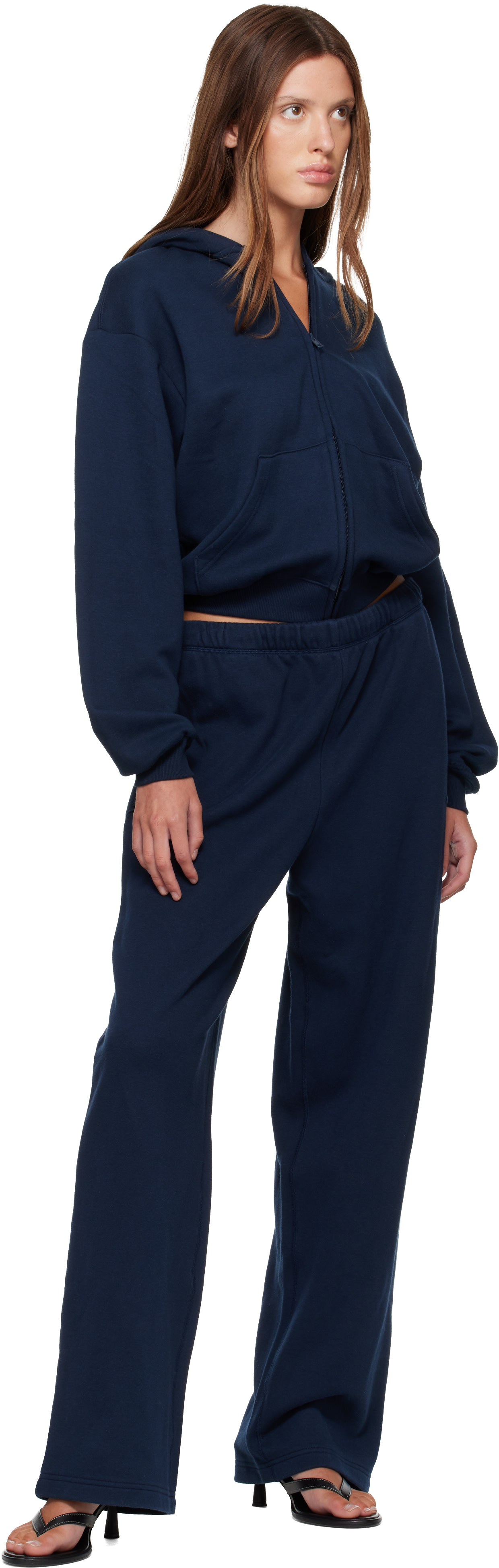SKIMS: ネイビー Cotton Fleece クラシック ジップアップフーディ 