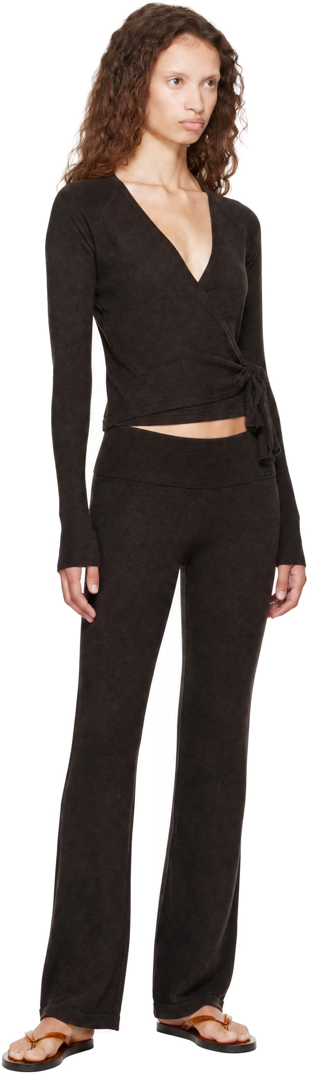 SKIMS - Pull cache-cœur brun en tricot