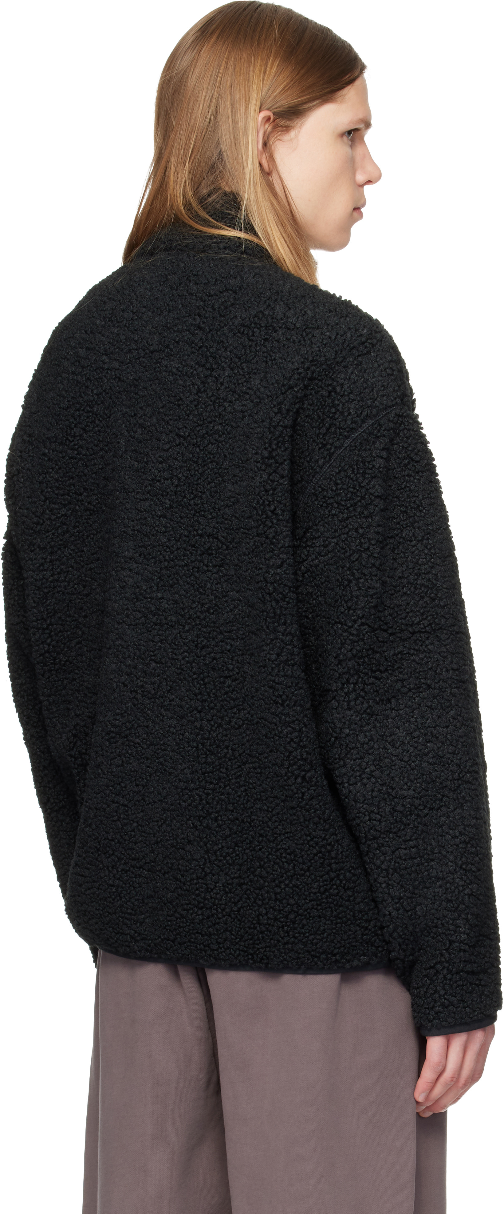 SKIMS - Pull noir en sherpa à glissière un quart