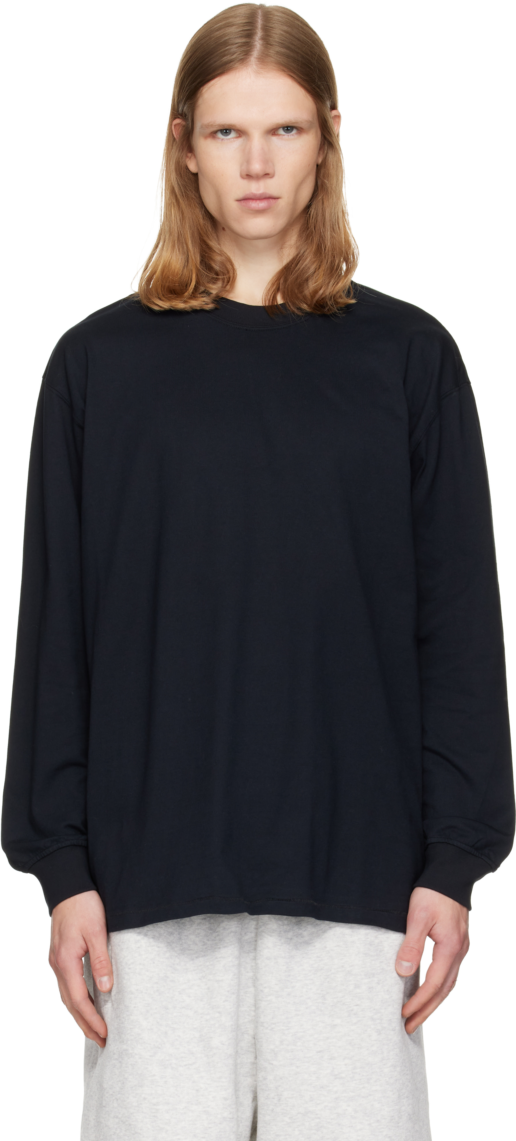 SKIMS: ブラック Heavyweight Cotton リラックス 長袖Tシャツ | SSENSE