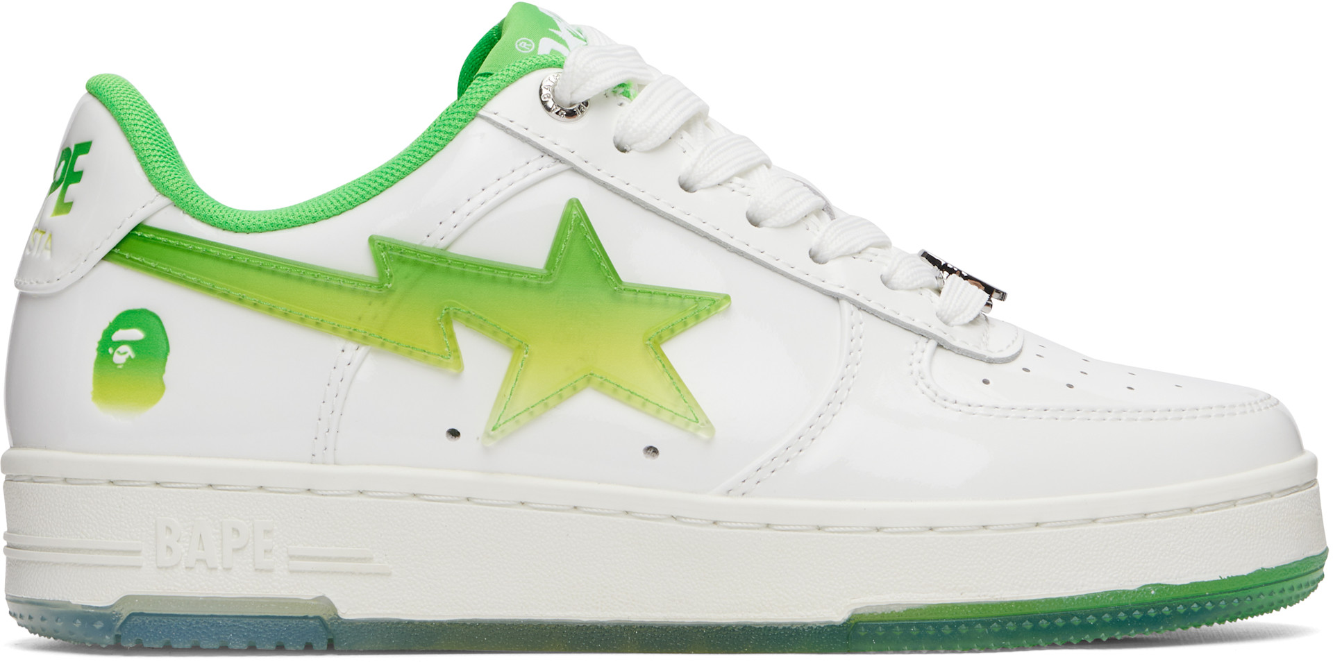 BAPE - Baskets #4 L blanc et vert à étoiles emblématiques