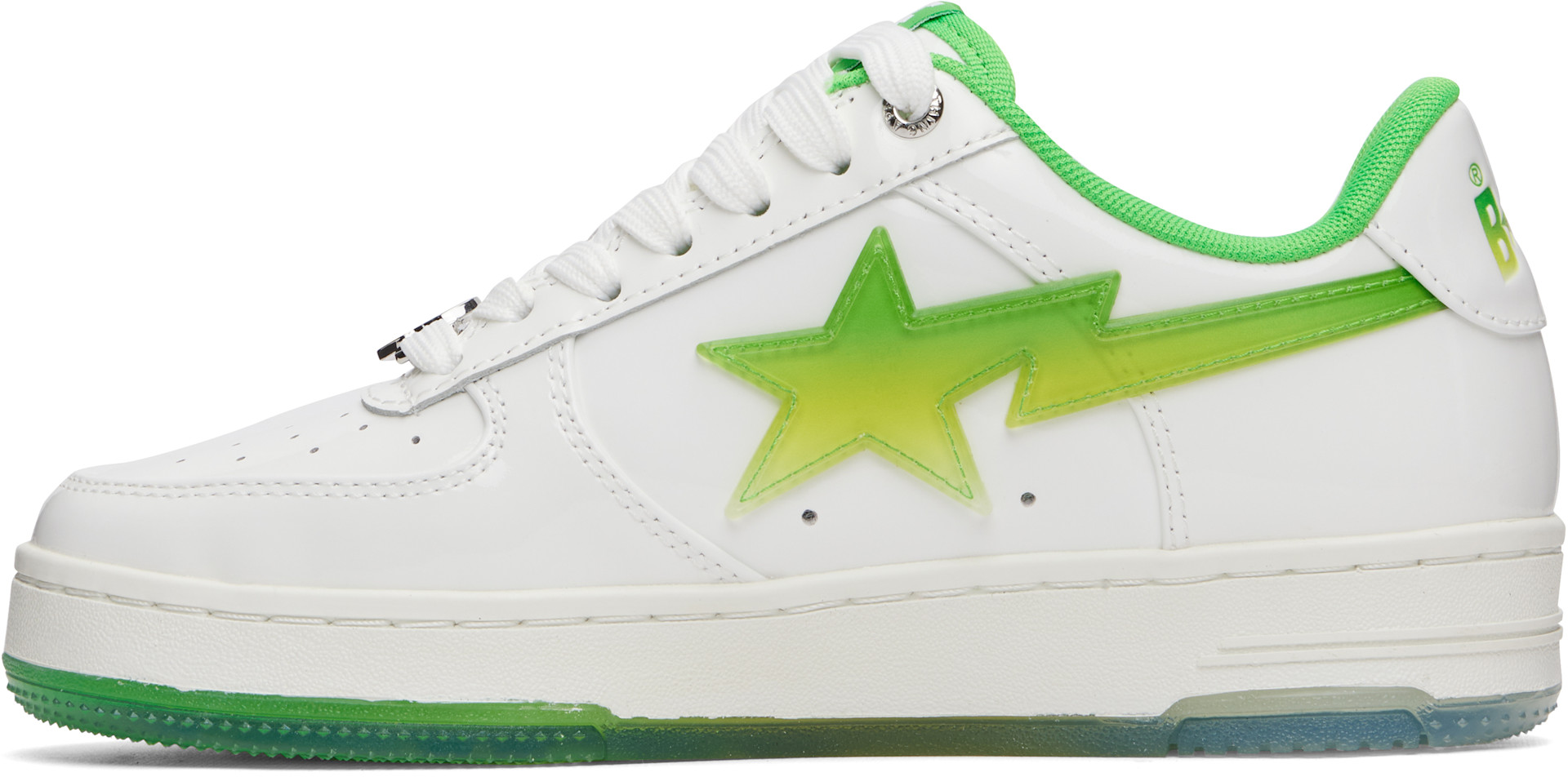 BAPE - Baskets #4 L blanc et vert à étoiles emblématiques