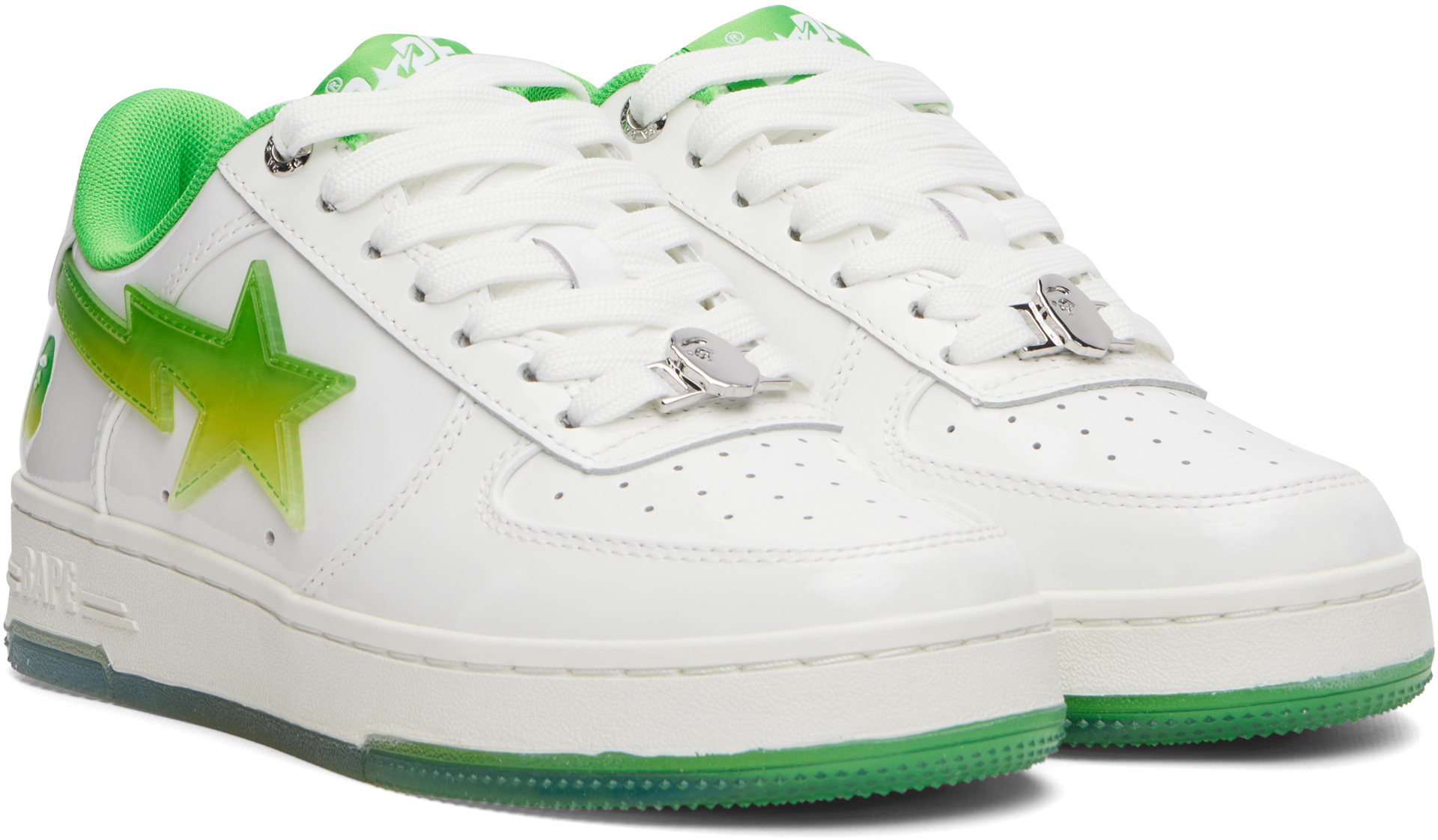 BAPE - Baskets #4 L blanc et vert à étoiles emblématiques