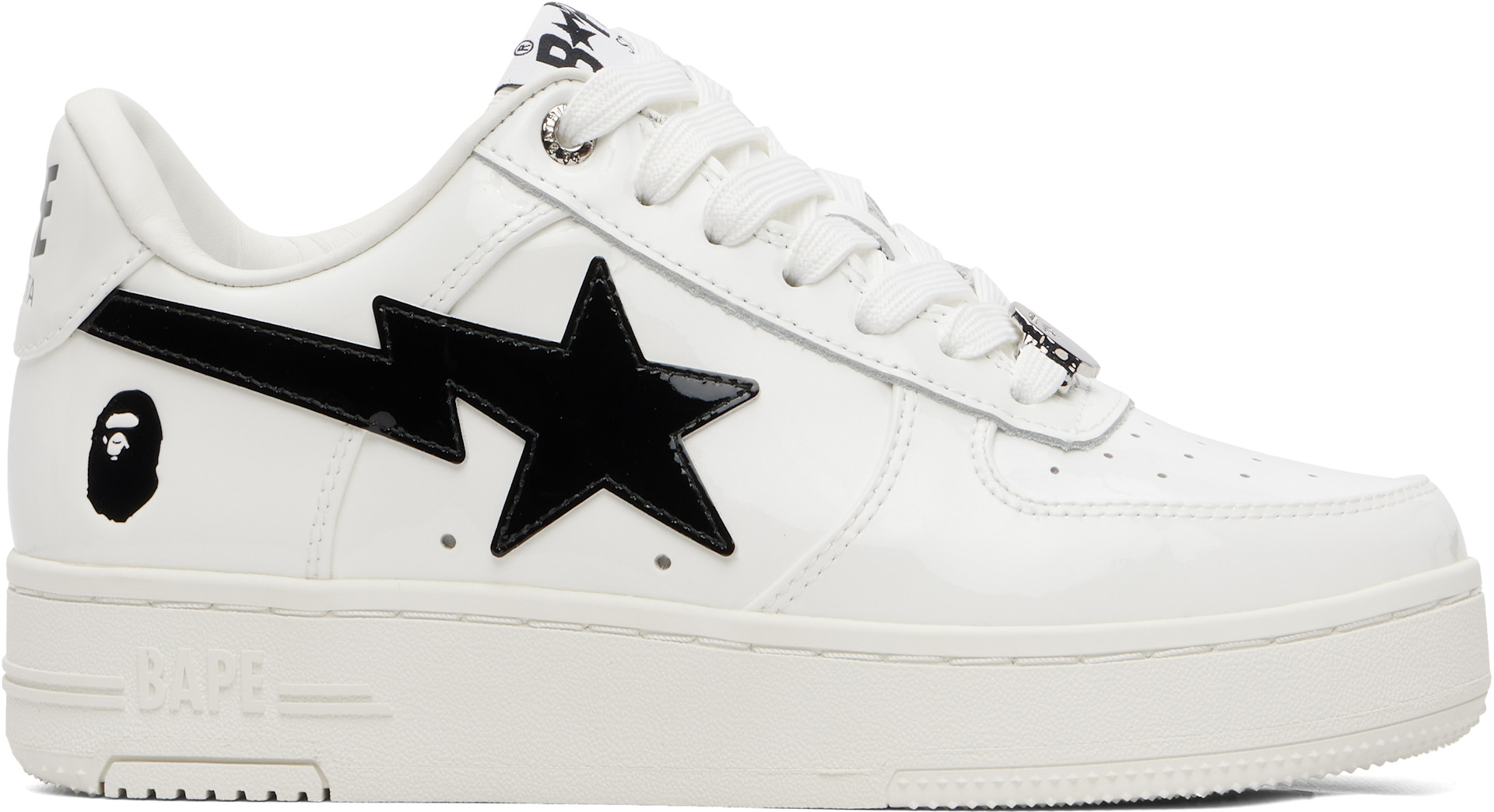 BAPE - Baskets #2 blanc et noir à étoiles emblématiques