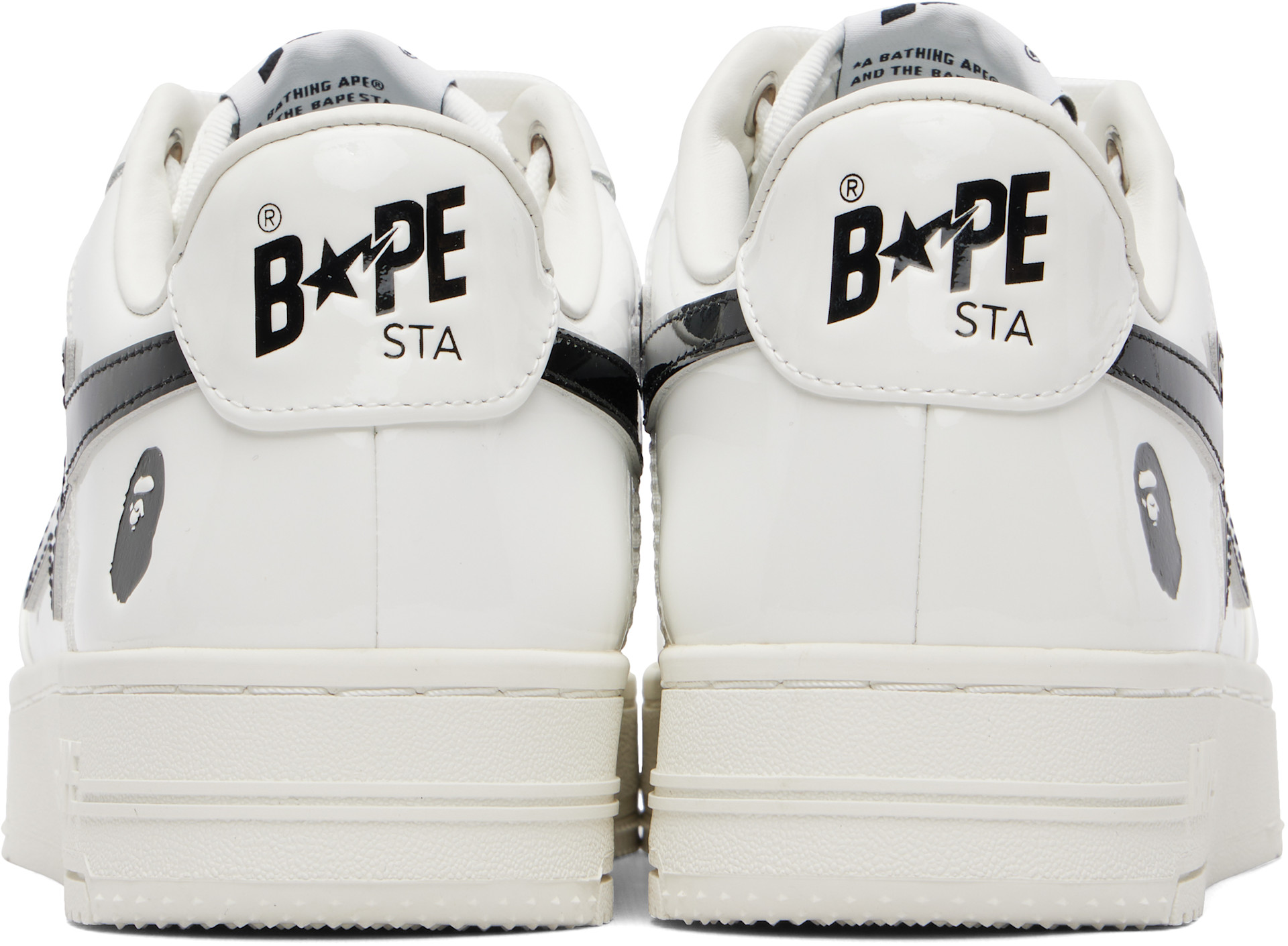BAPE - Baskets #2 blanc et noir à étoiles emblématiques