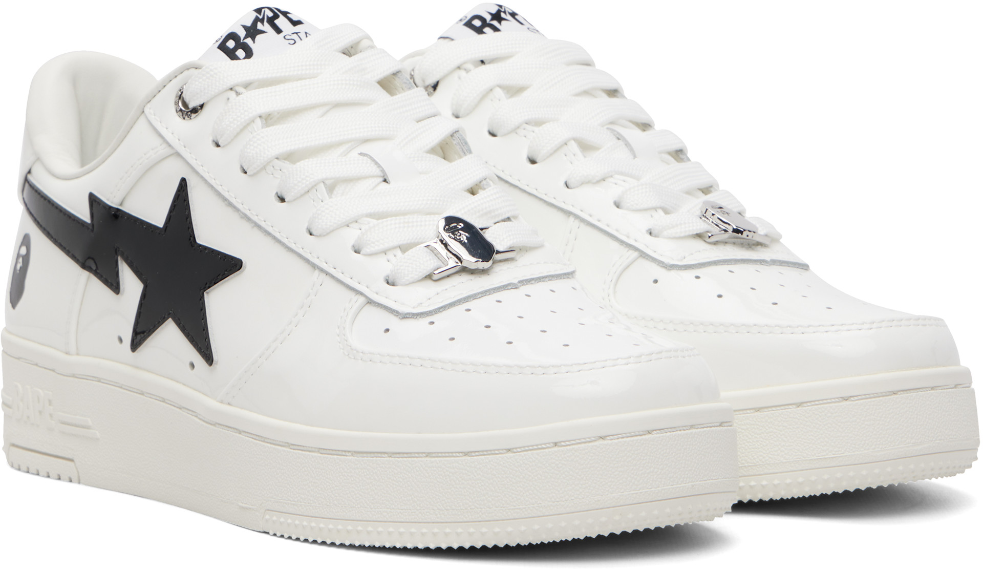 BAPE - Baskets #2 blanc et noir à étoiles emblématiques