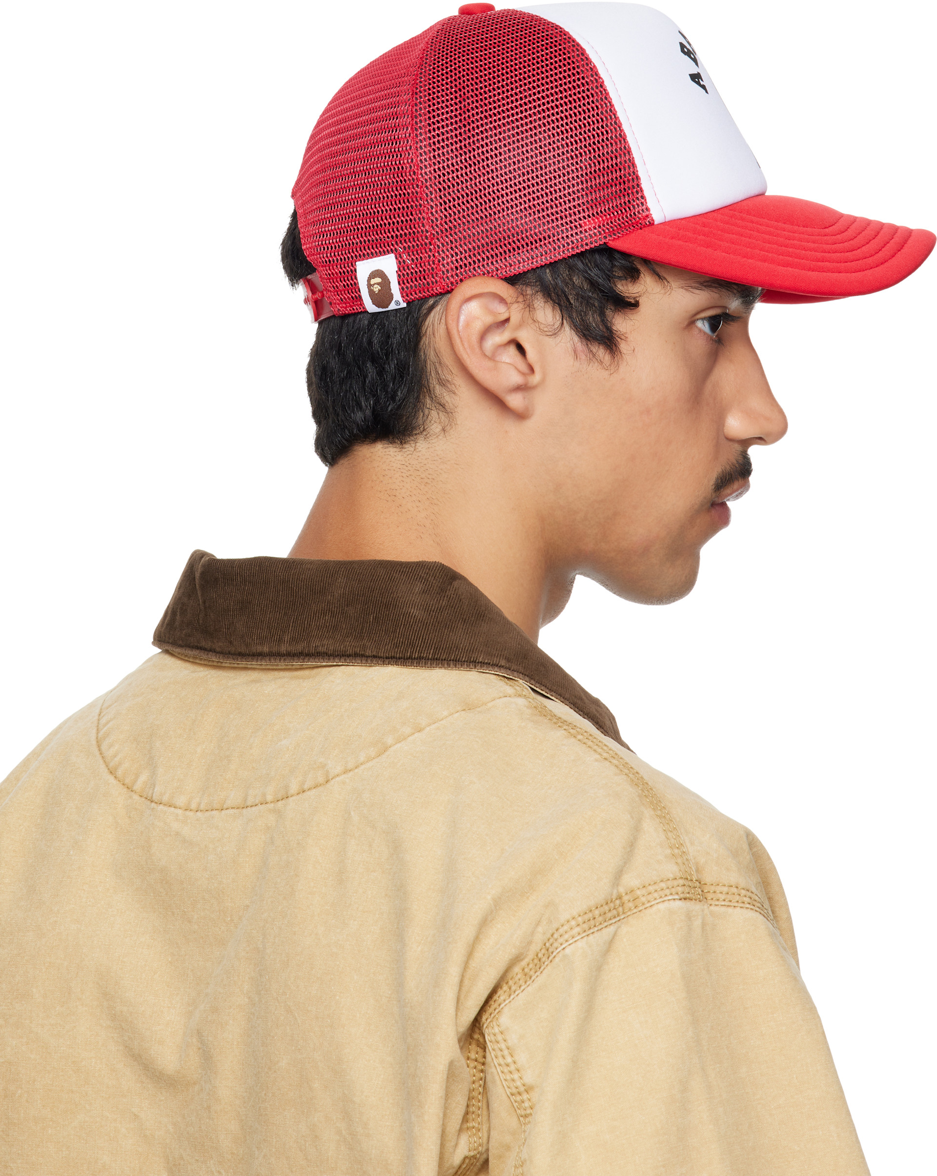 BAPE - Red & White College Mesh Cap