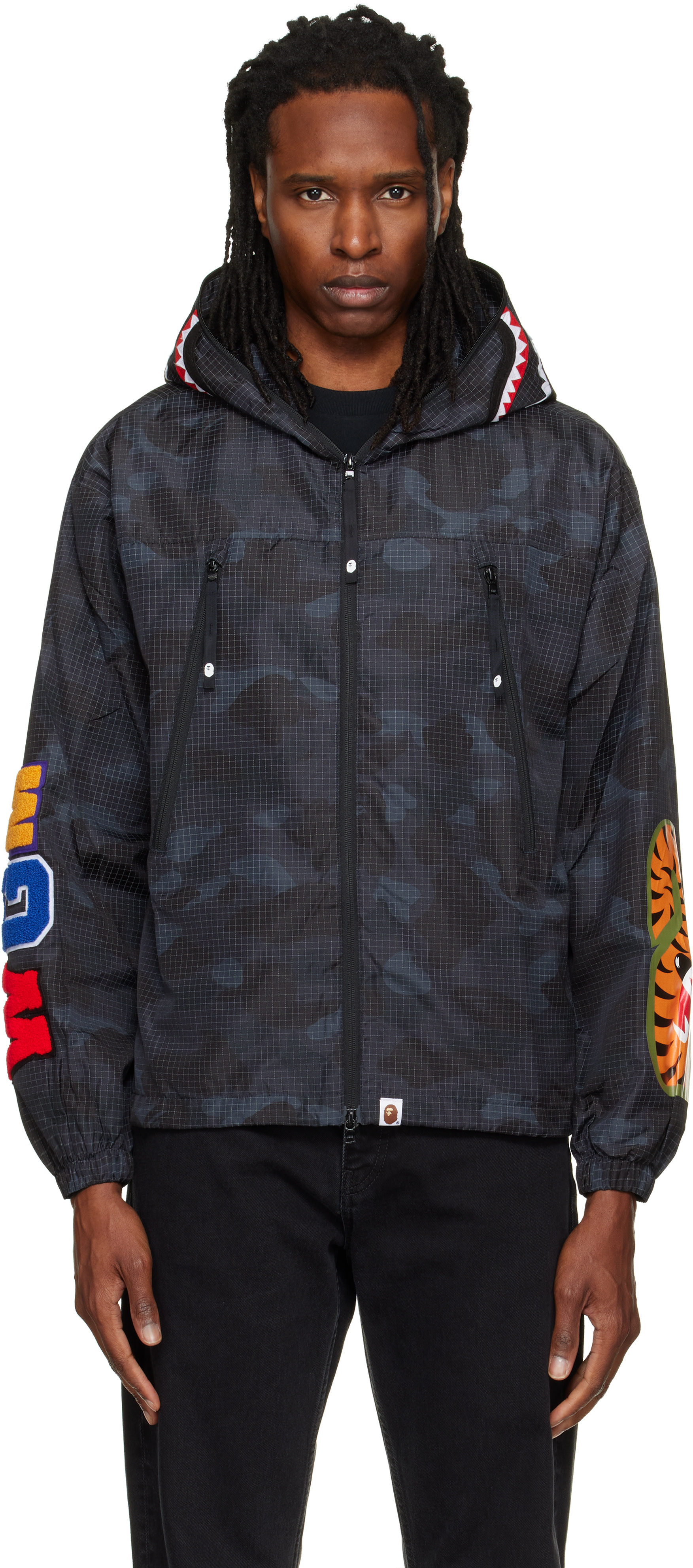 BAPE - ブラック Color Camo Reflective Ripstop Shark フルジップ ジャケット