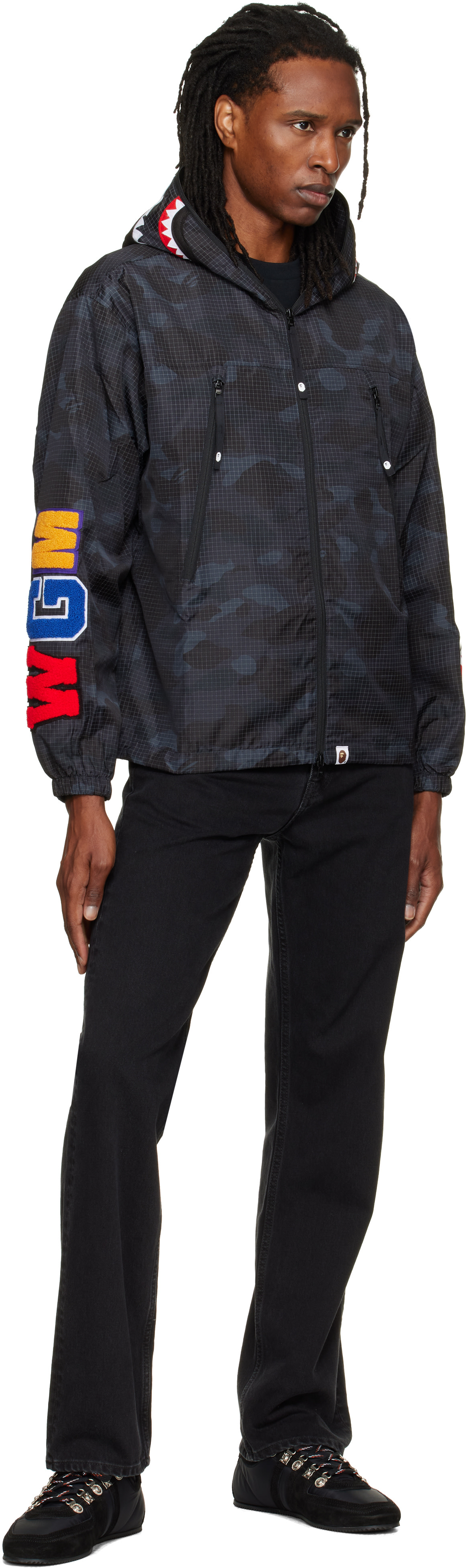 BAPE - ブラック Color Camo Reflective Ripstop Shark フルジップ ジャケット