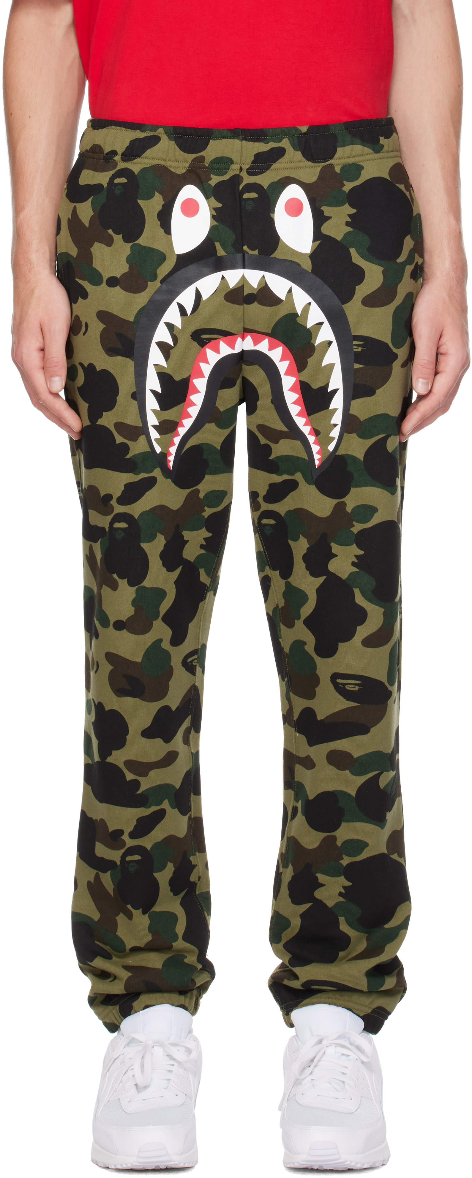 BAPE - Green 1st Camo Shark Sweatpants