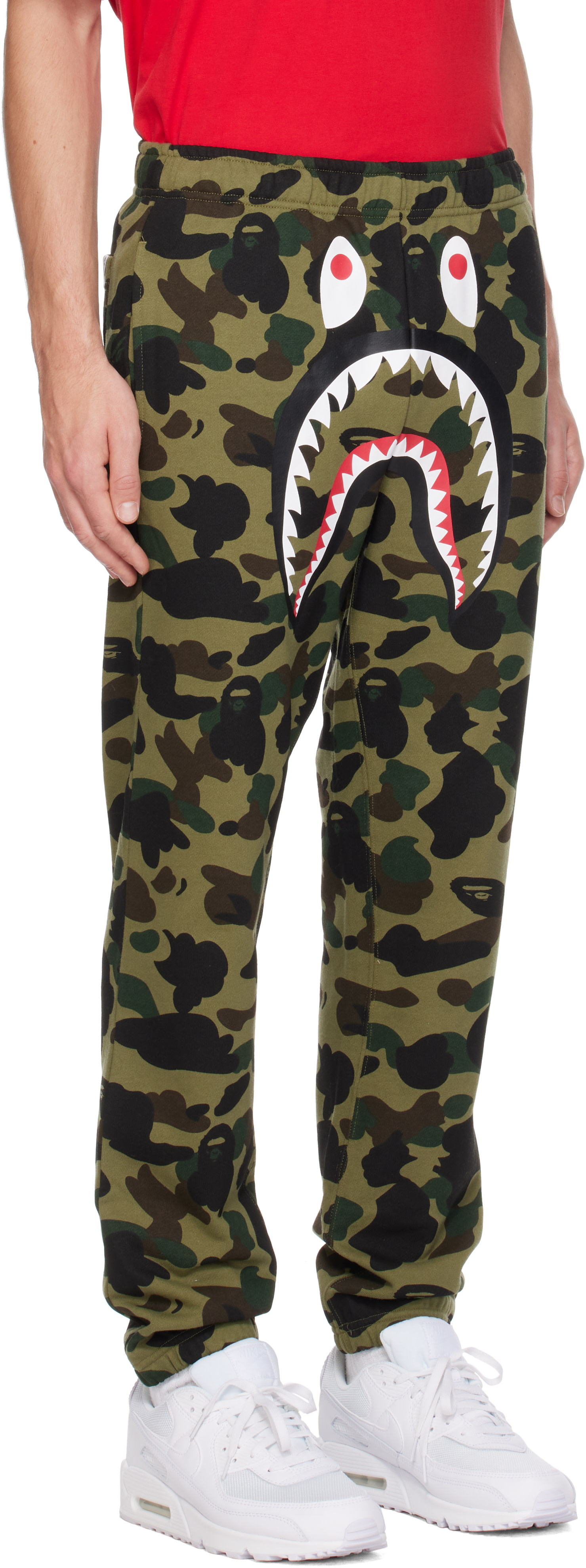 BAPE - Green 1st Camo Shark Sweatpants
