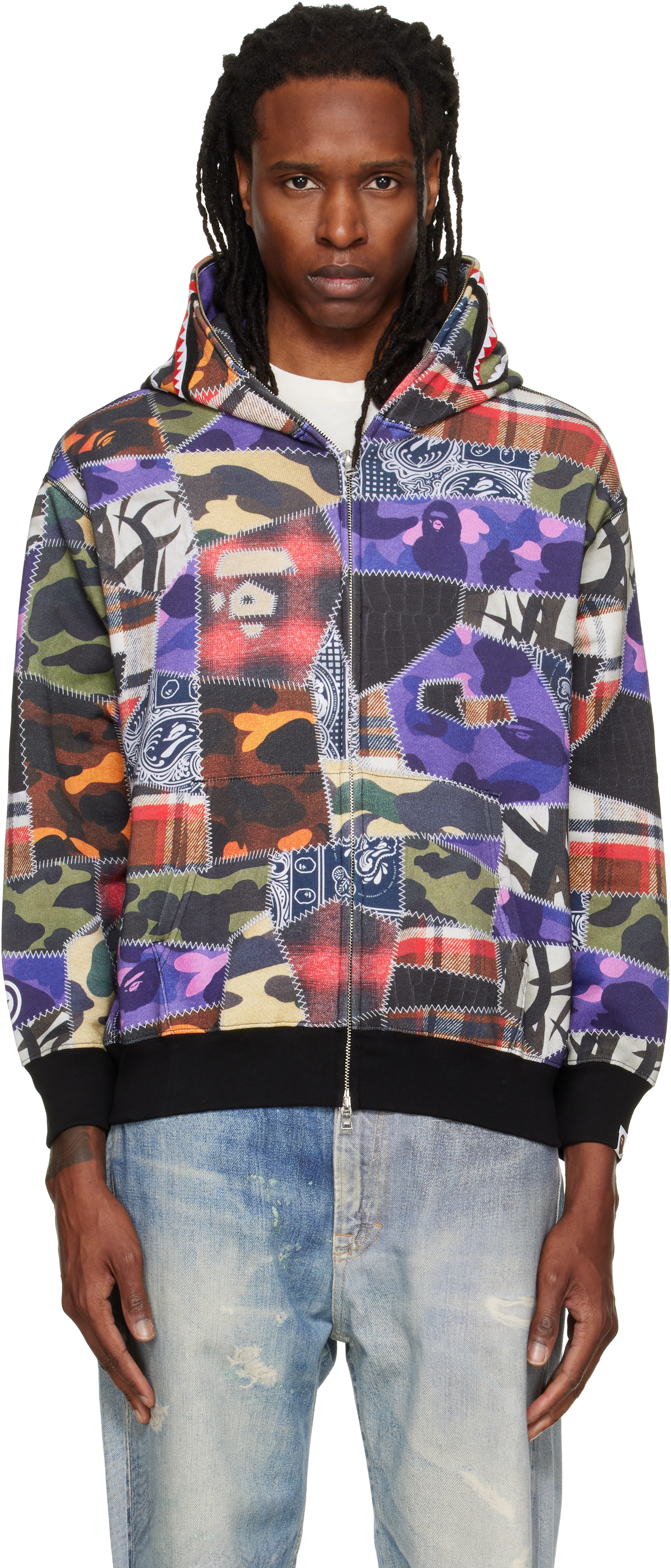 BAPE - Multicolor Crazy Patch Shark Full Zip Hoodie