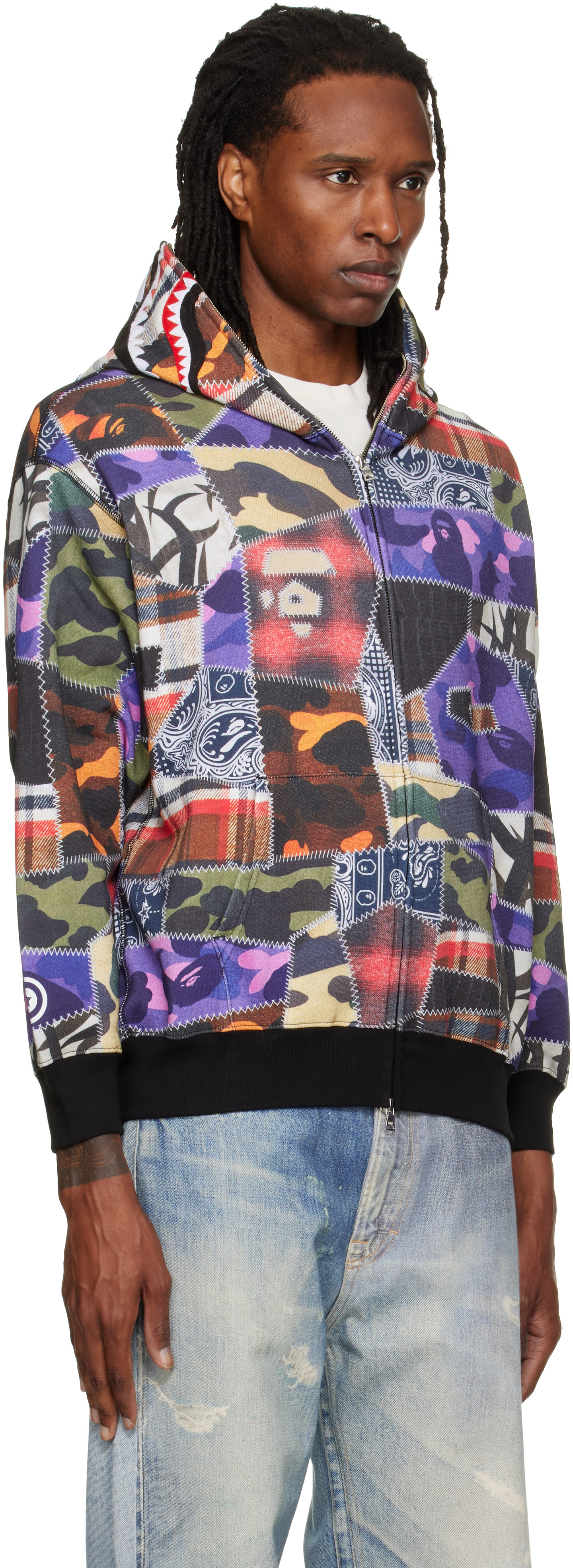 BAPE - Multicolor Crazy Patch Shark Full Zip Hoodie