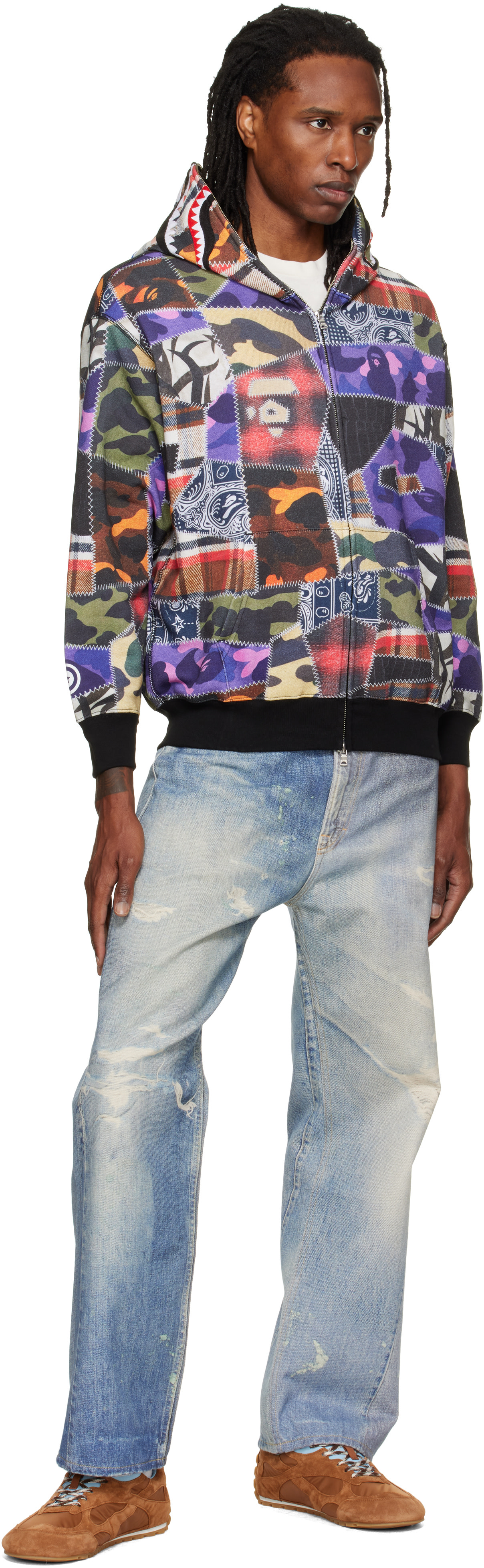 BAPE - Multicolor Crazy Patch Shark Full Zip Hoodie