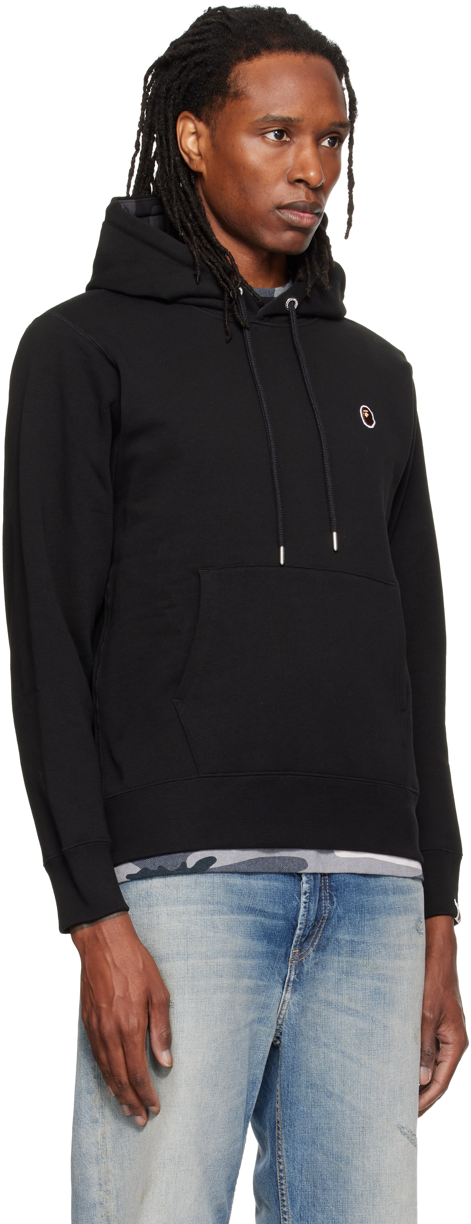 BAPE - Pull à capuche noir à écusson à logo
