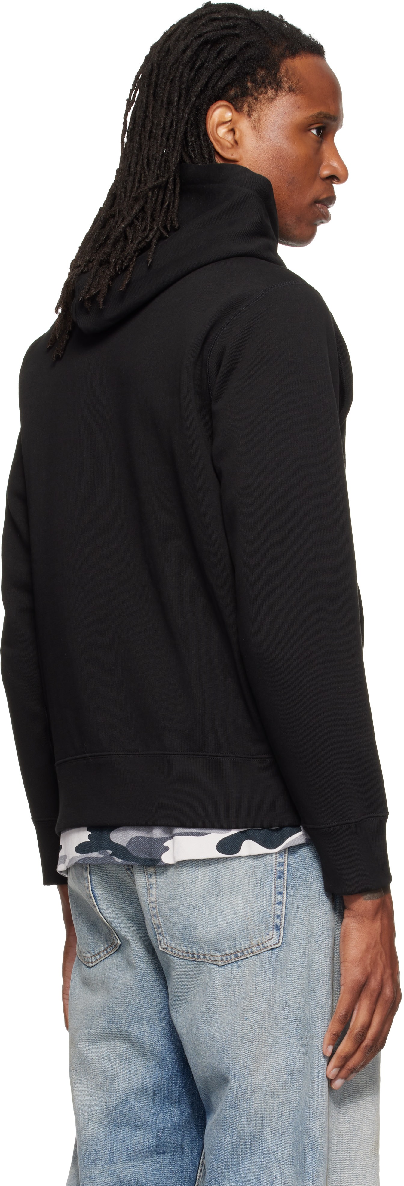 BAPE - Pull à capuche noir à écusson à logo