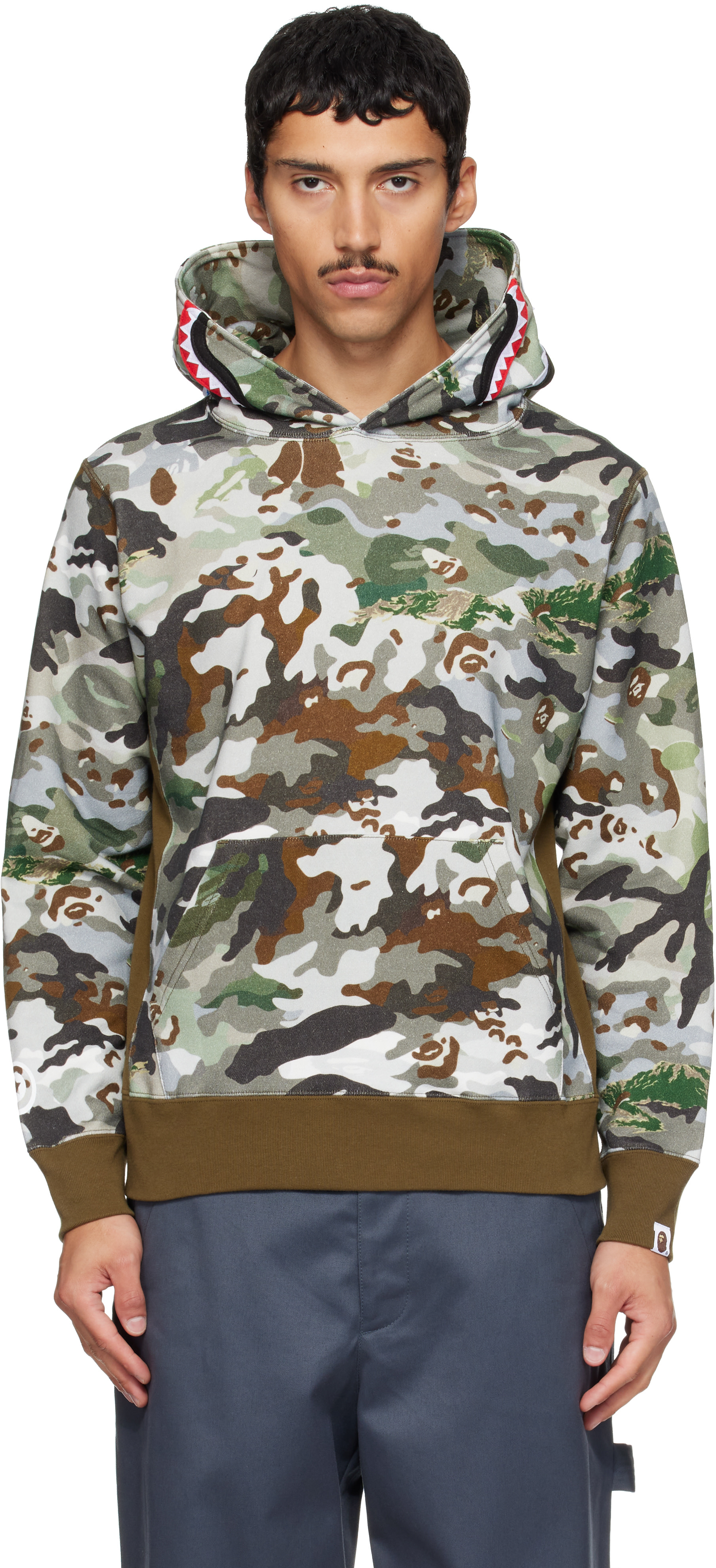 BAPE - カーキ Hybrid Camo Shark プルオーバーフーディ