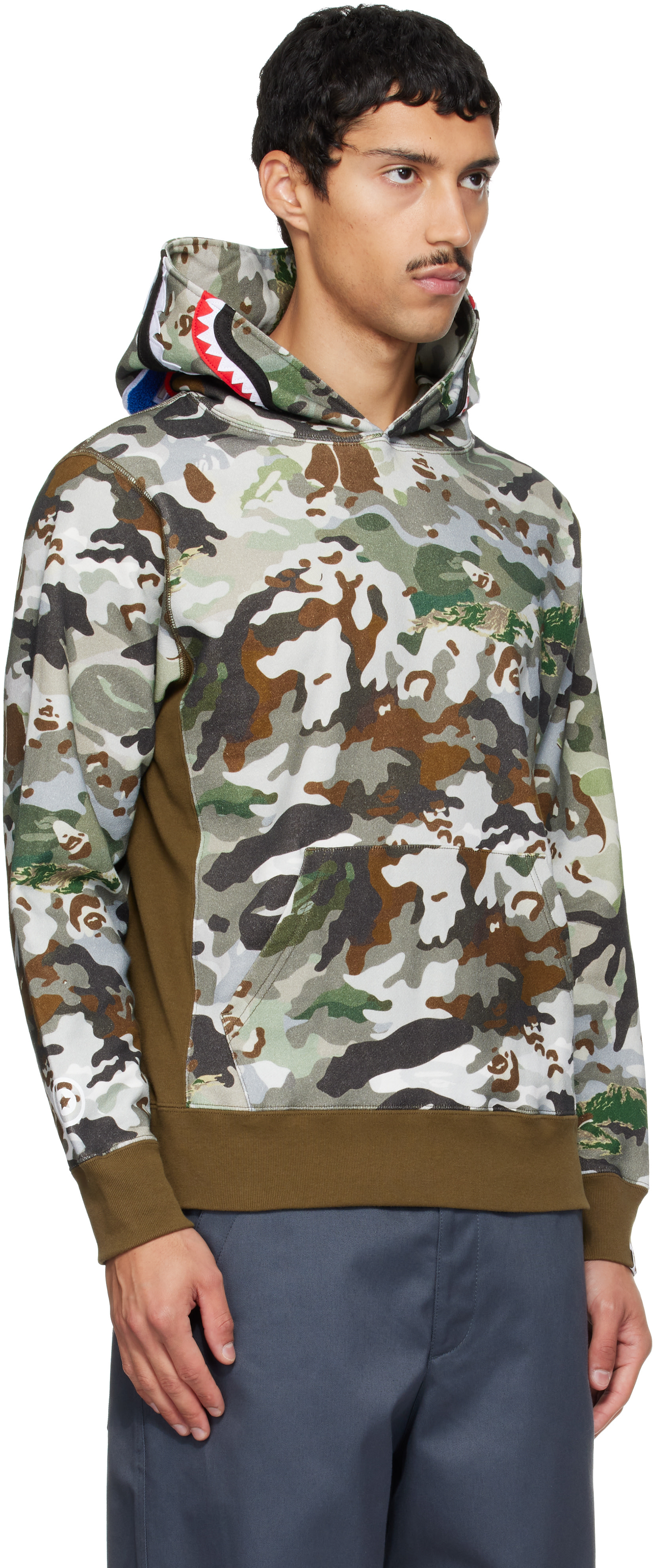 BAPE - カーキ Hybrid Camo Shark プルオーバーフーディ