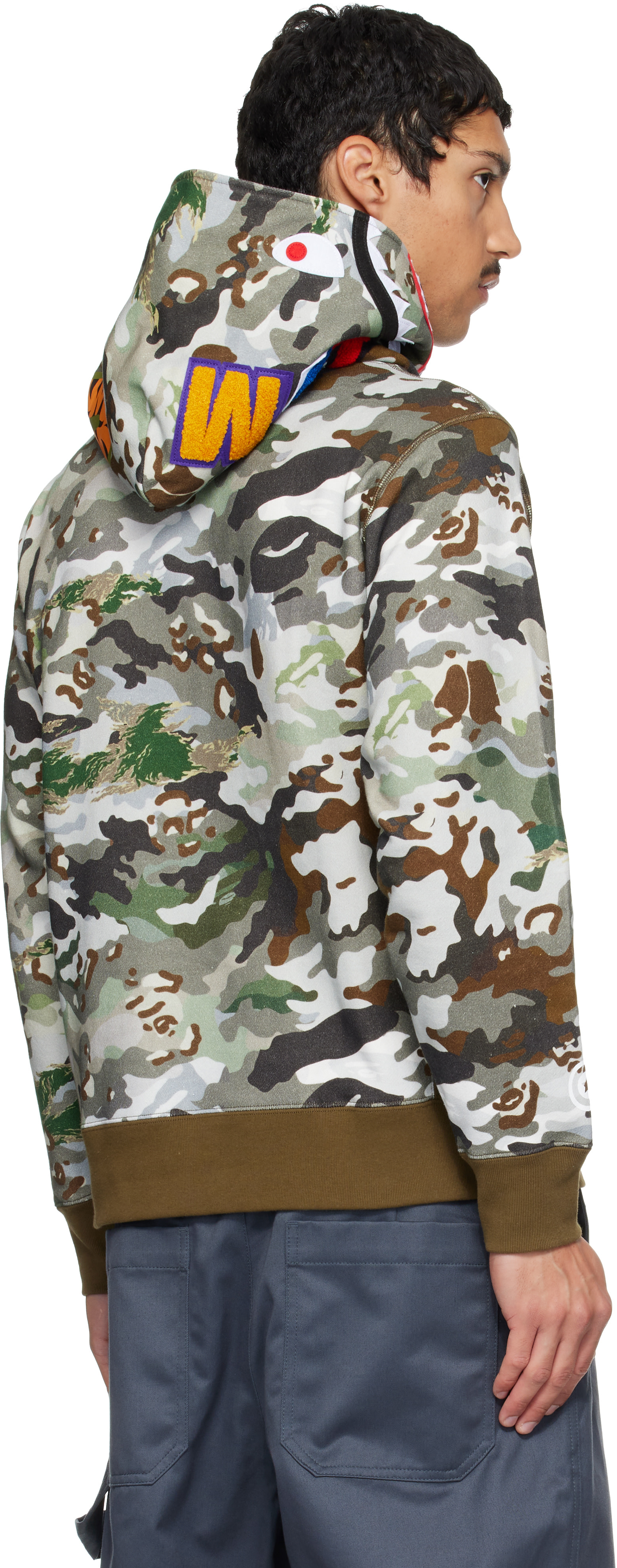 BAPE - カーキ Hybrid Camo Shark プルオーバーフーディ