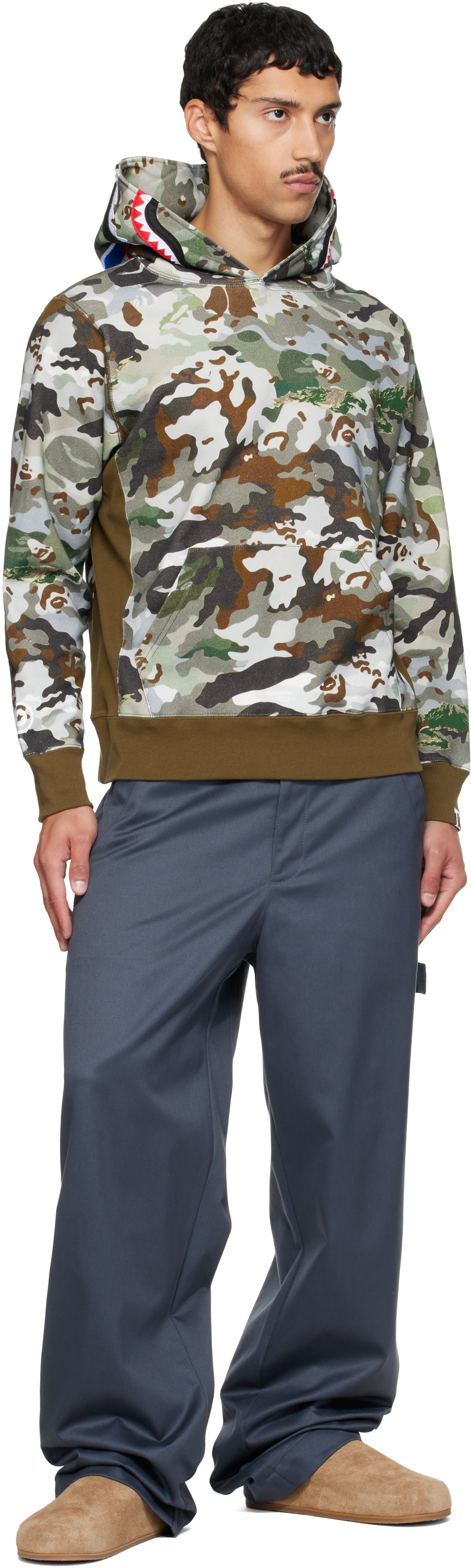 BAPE - カーキ Hybrid Camo Shark プルオーバーフーディ