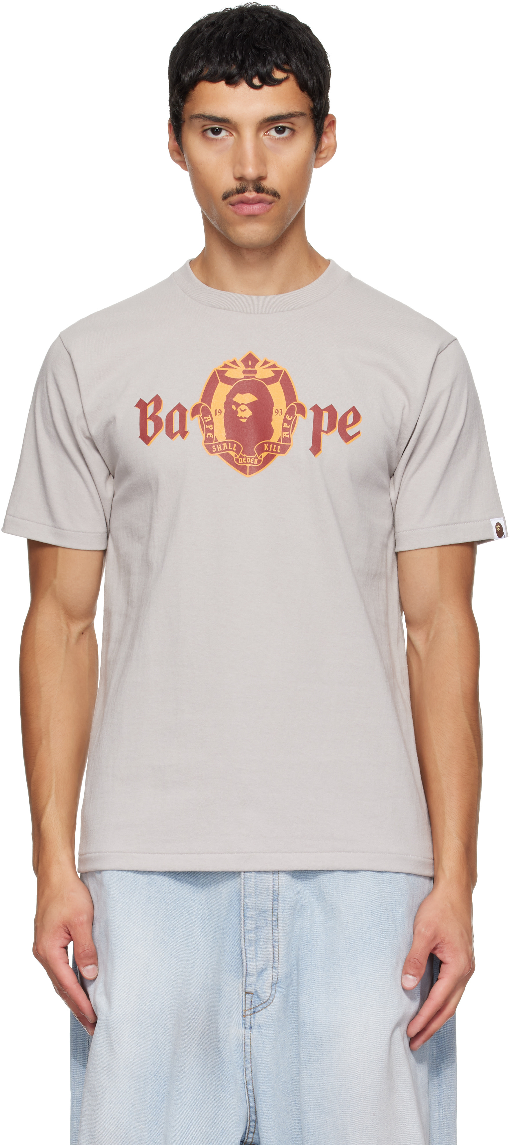 BAPE - T-shirt gris à logo