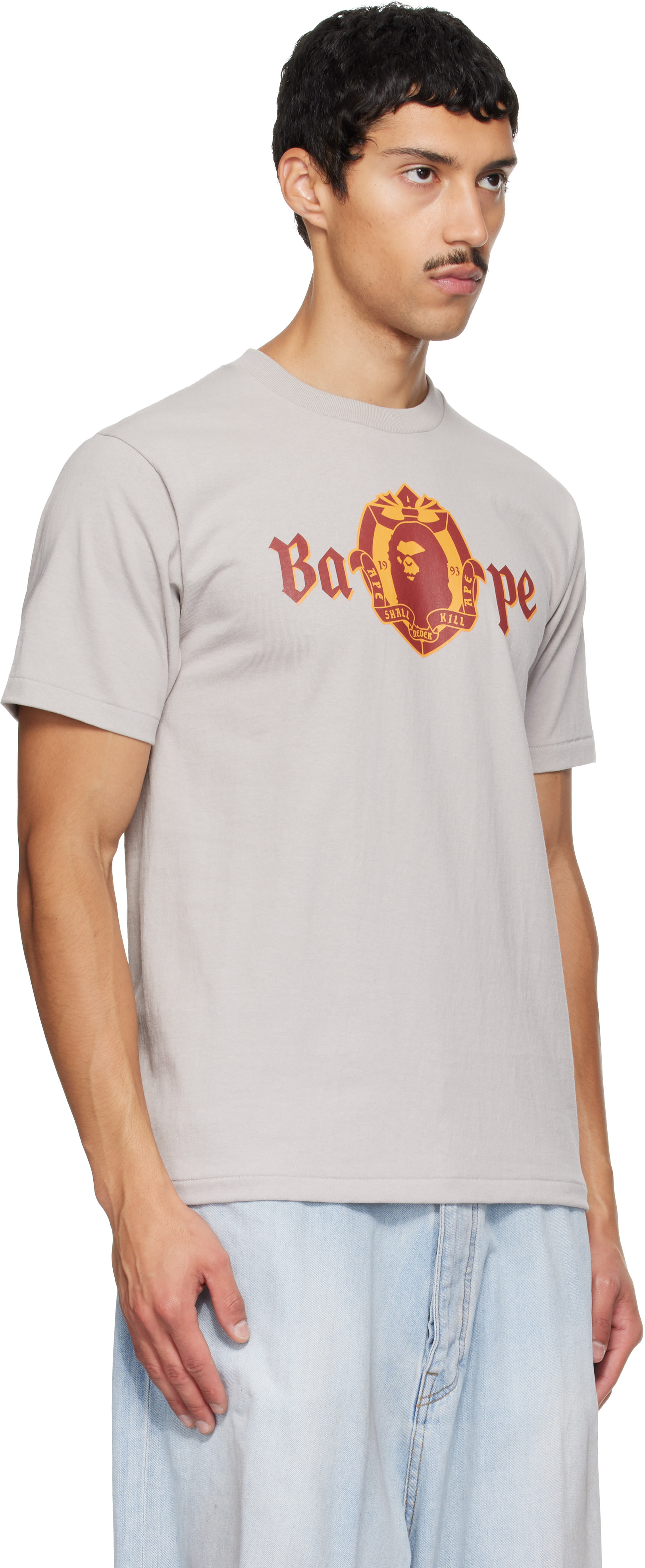 BAPE - T-shirt gris à logo