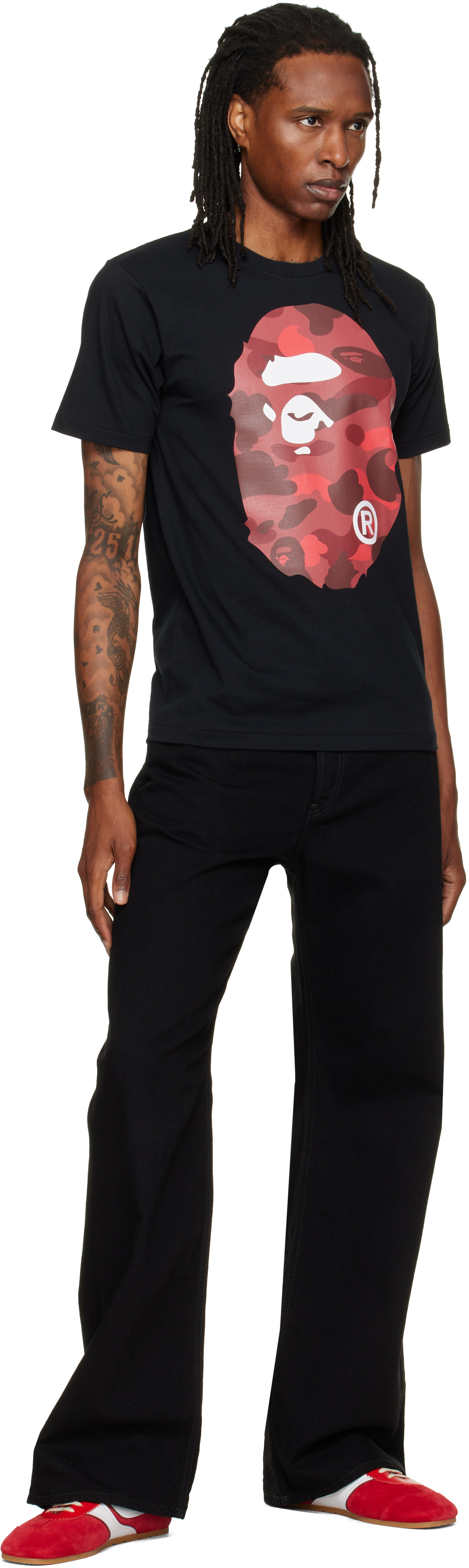 BAPE: Black Color Camo Big Ape Head T-shirt | SSENSE Puerto Rico