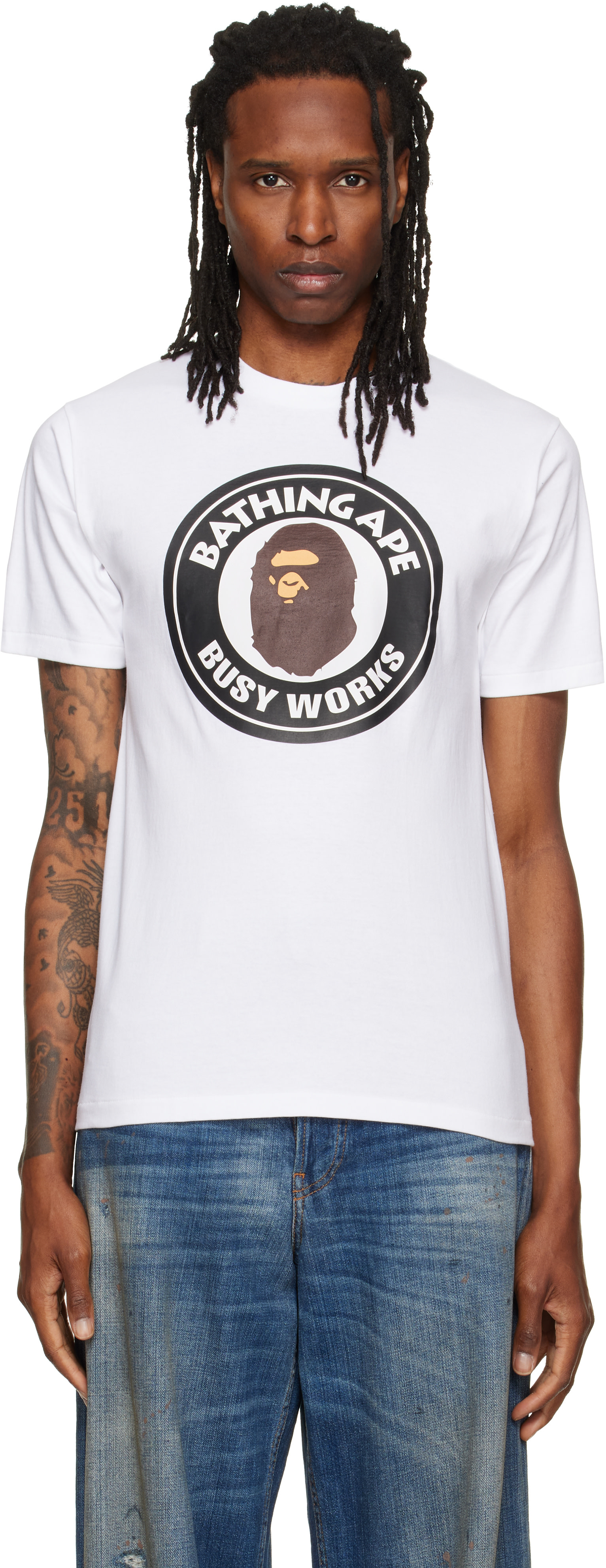 BAPE - 화이트 비지 워크 티셔츠