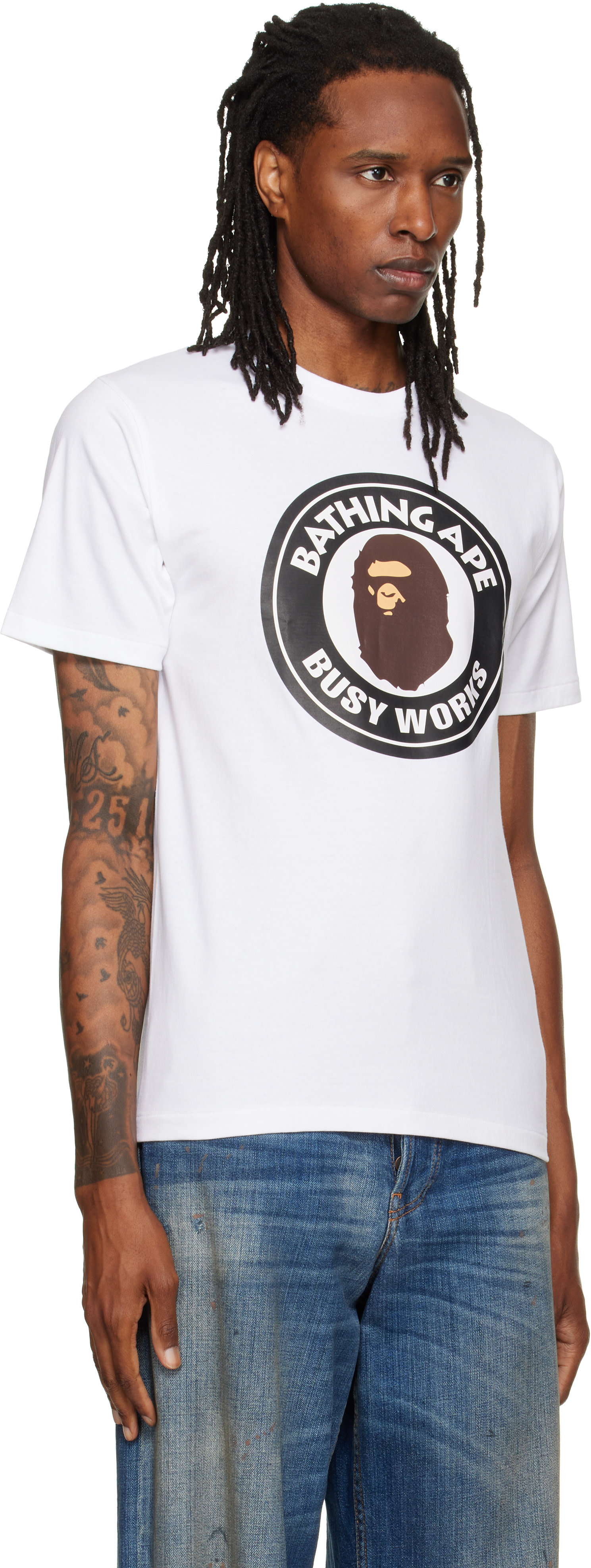 BAPE - T-shirt Busy blanc