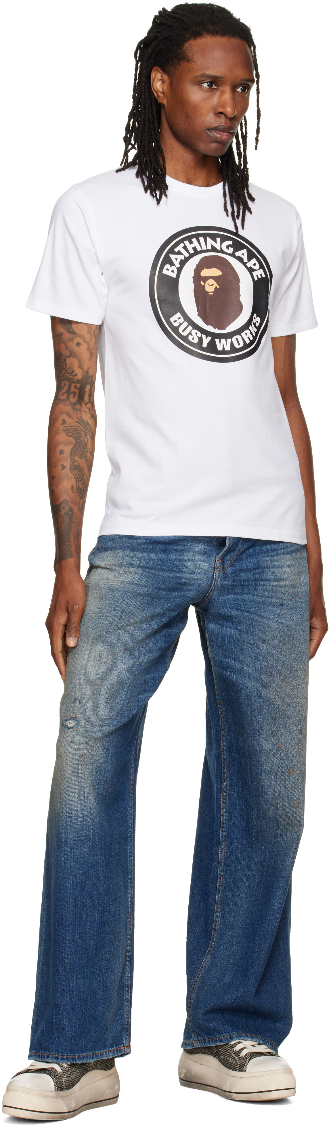 BAPE - T-shirt Busy blanc