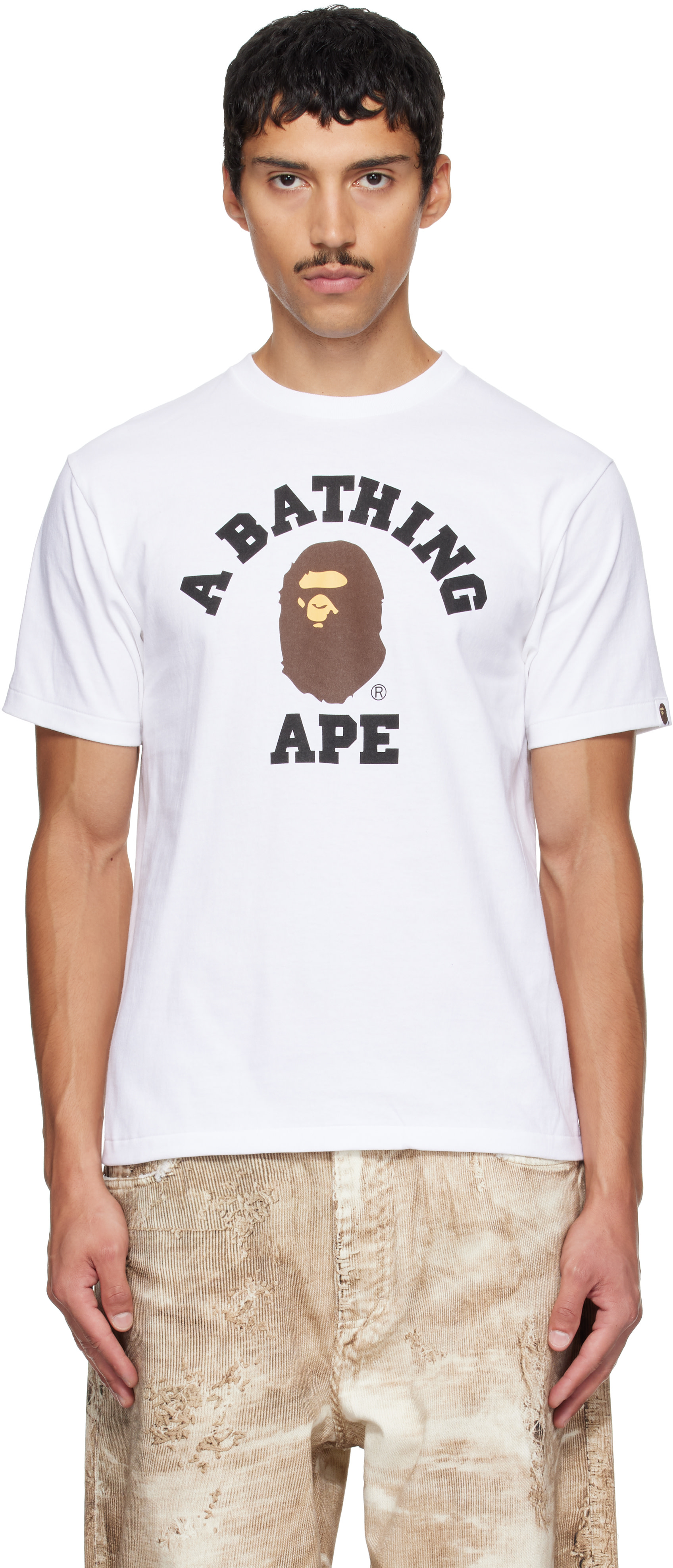 BAPE - 화이트 컬리지 티셔츠