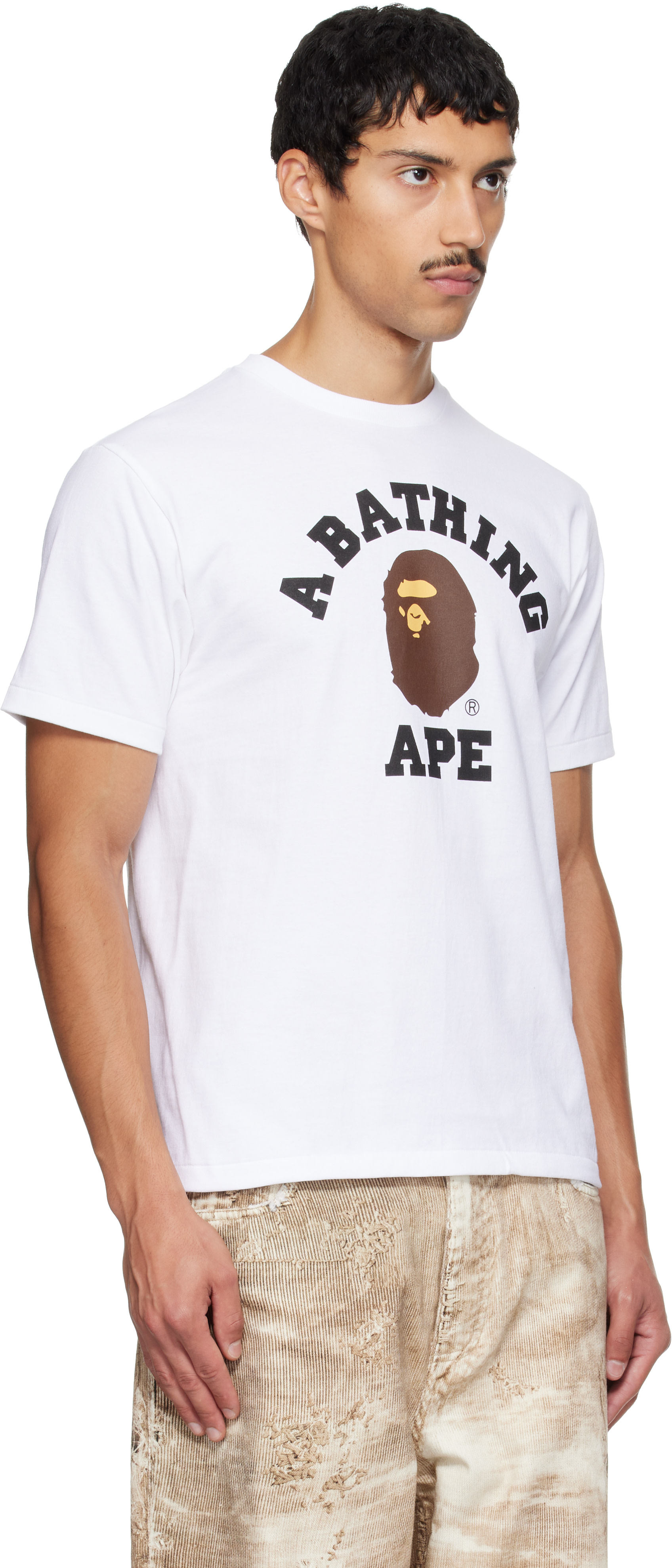 BAPE - 화이트 컬리지 티셔츠