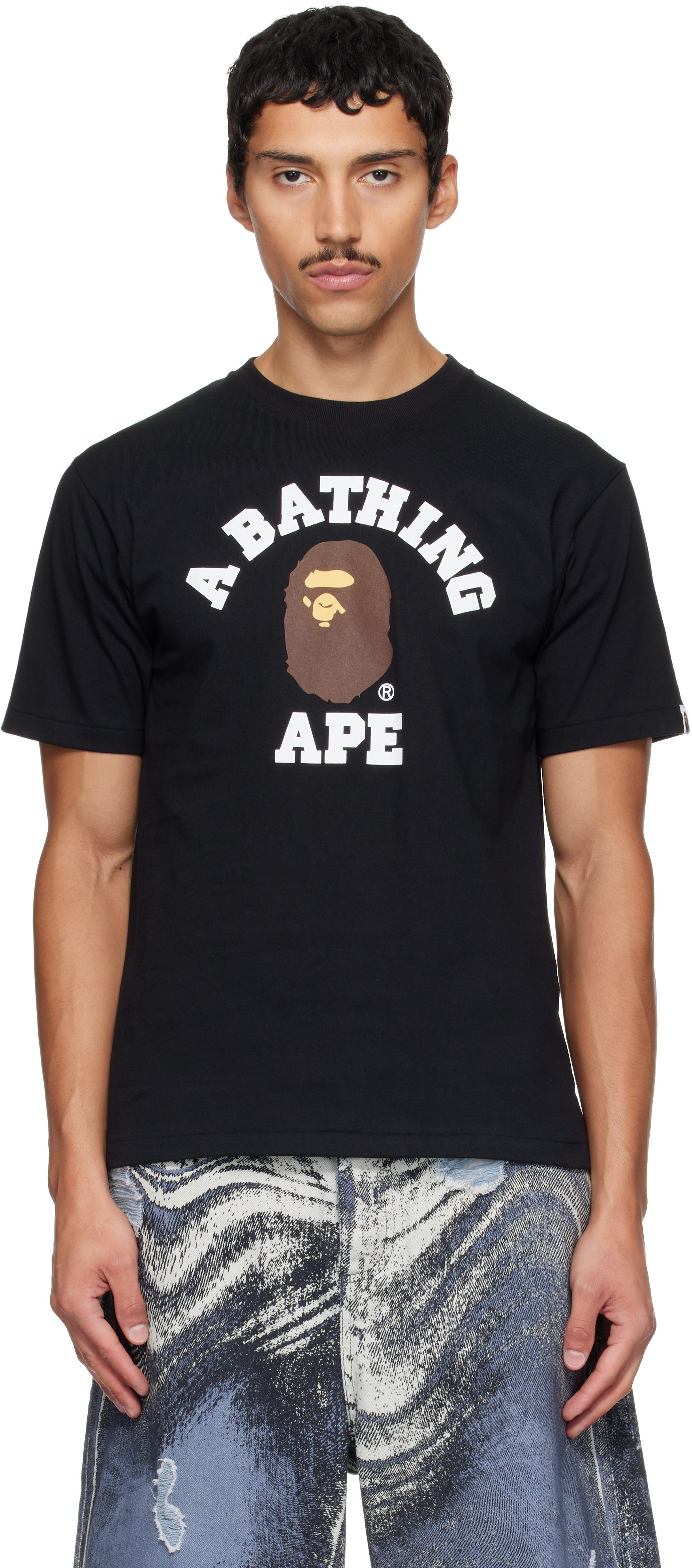 BAPE - ブラック College Tシャツ