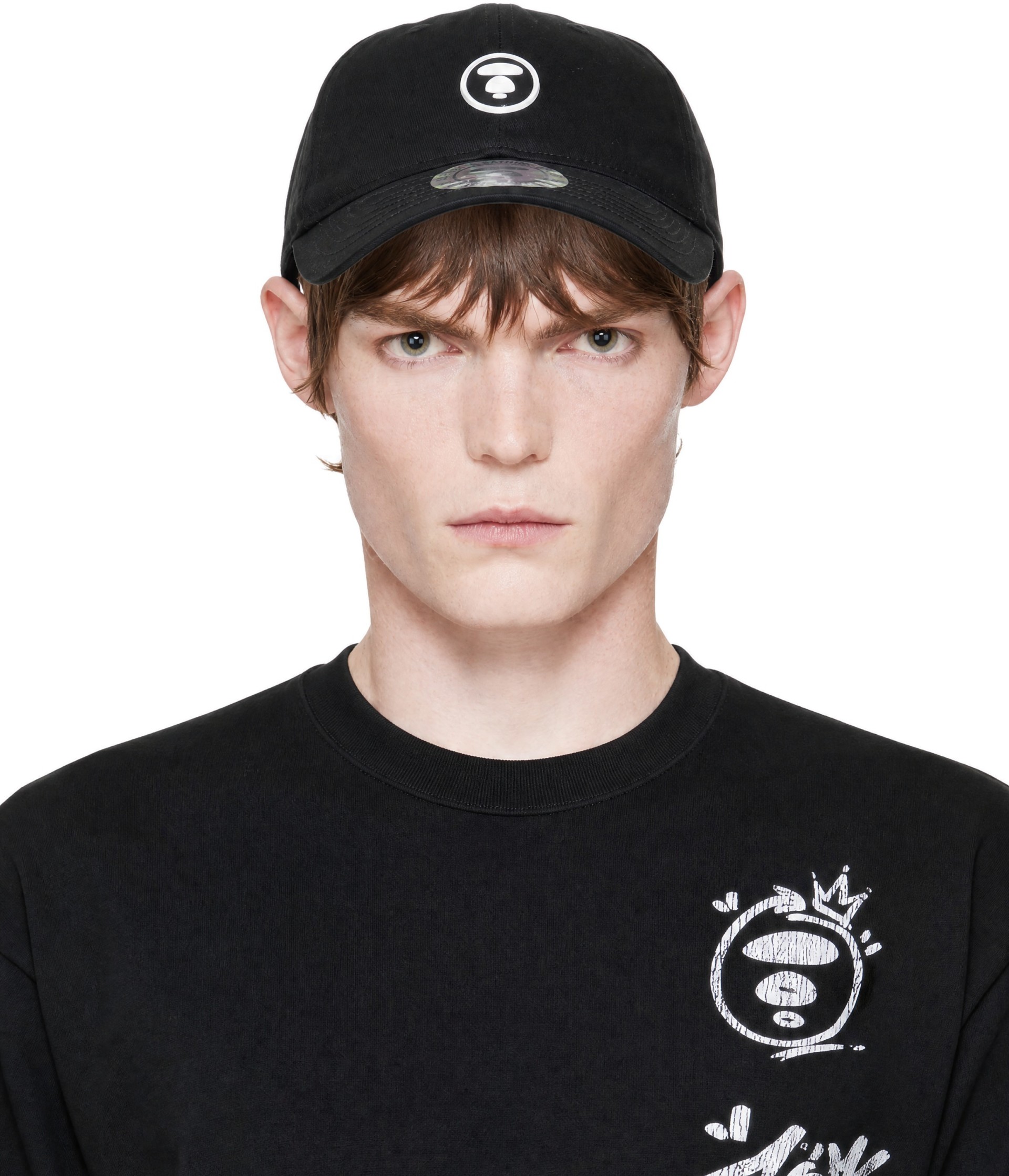 AAPE by A Bathing Ape - Black 'AAPENOW' Moonface Logo Cap