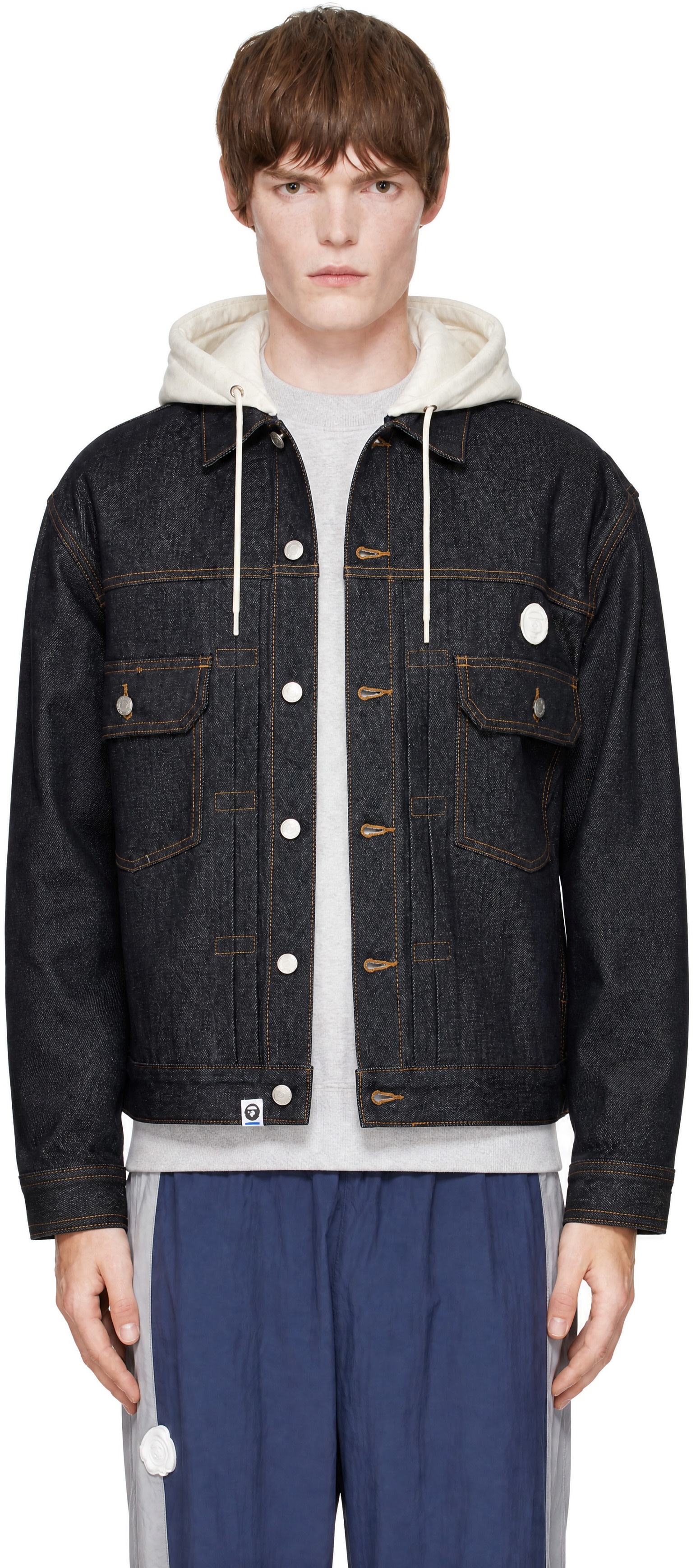AAPE by A Bathing Ape - Navy 'AAPENOW' Light Weight Denim Jacket