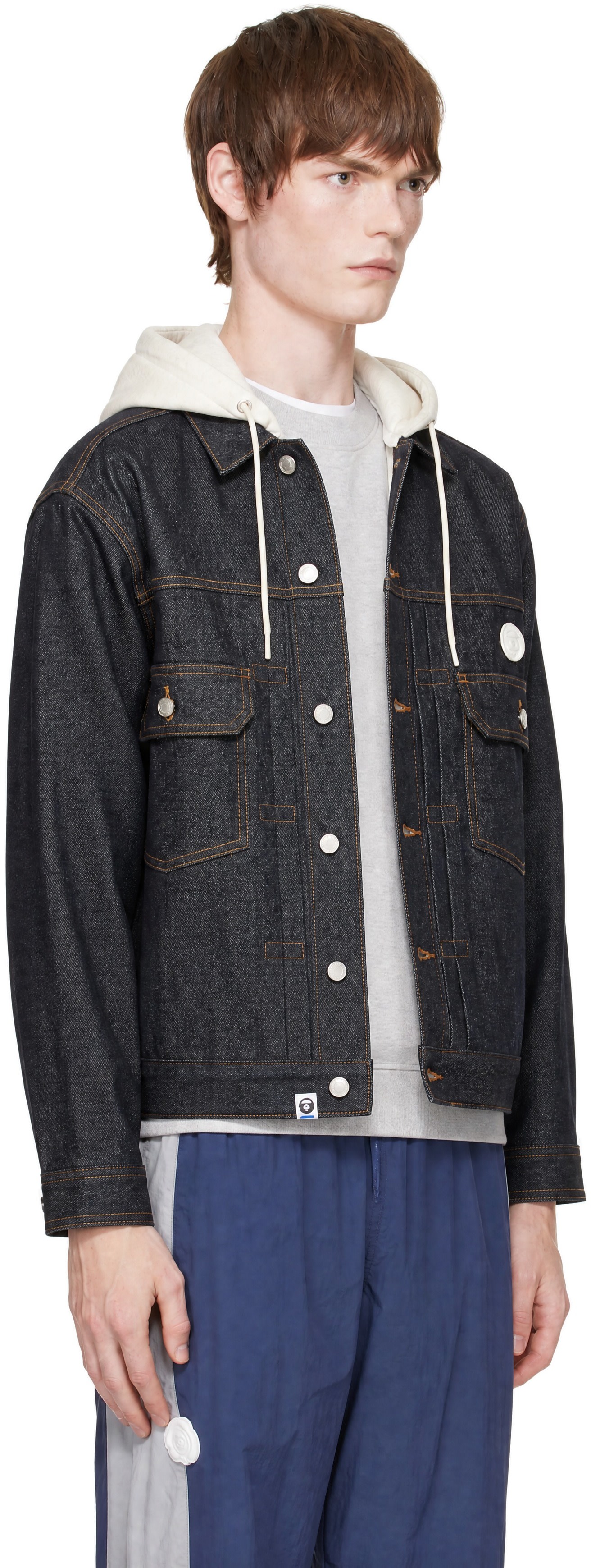 AAPE by A Bathing Ape - Navy 'AAPENOW' Light Weight Denim Jacket
